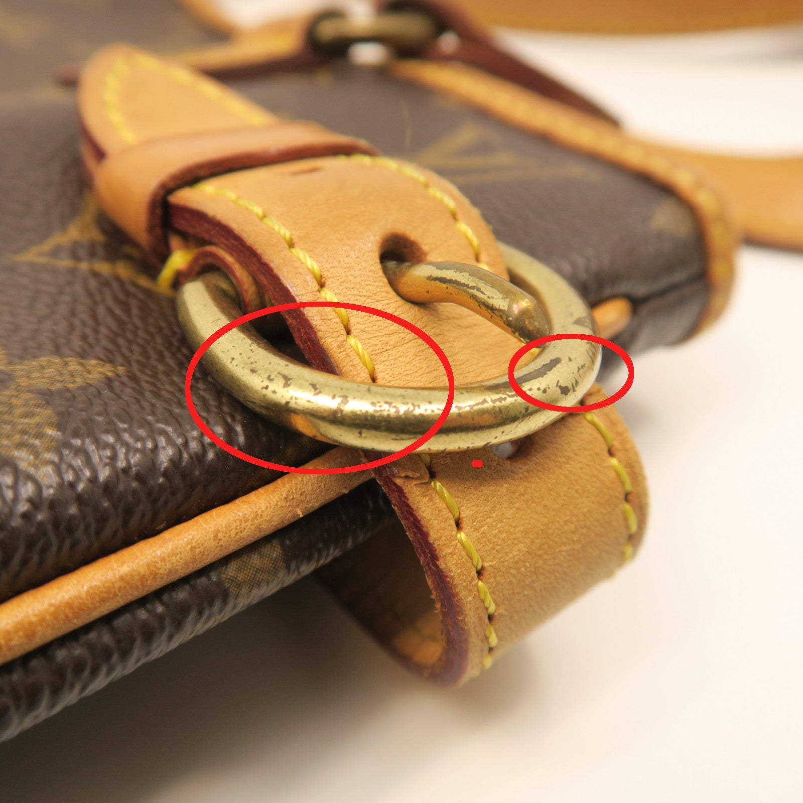 LOUIS VUITTON Monogram Batignolles Vertical Gold Buckle Handle Bag Brown