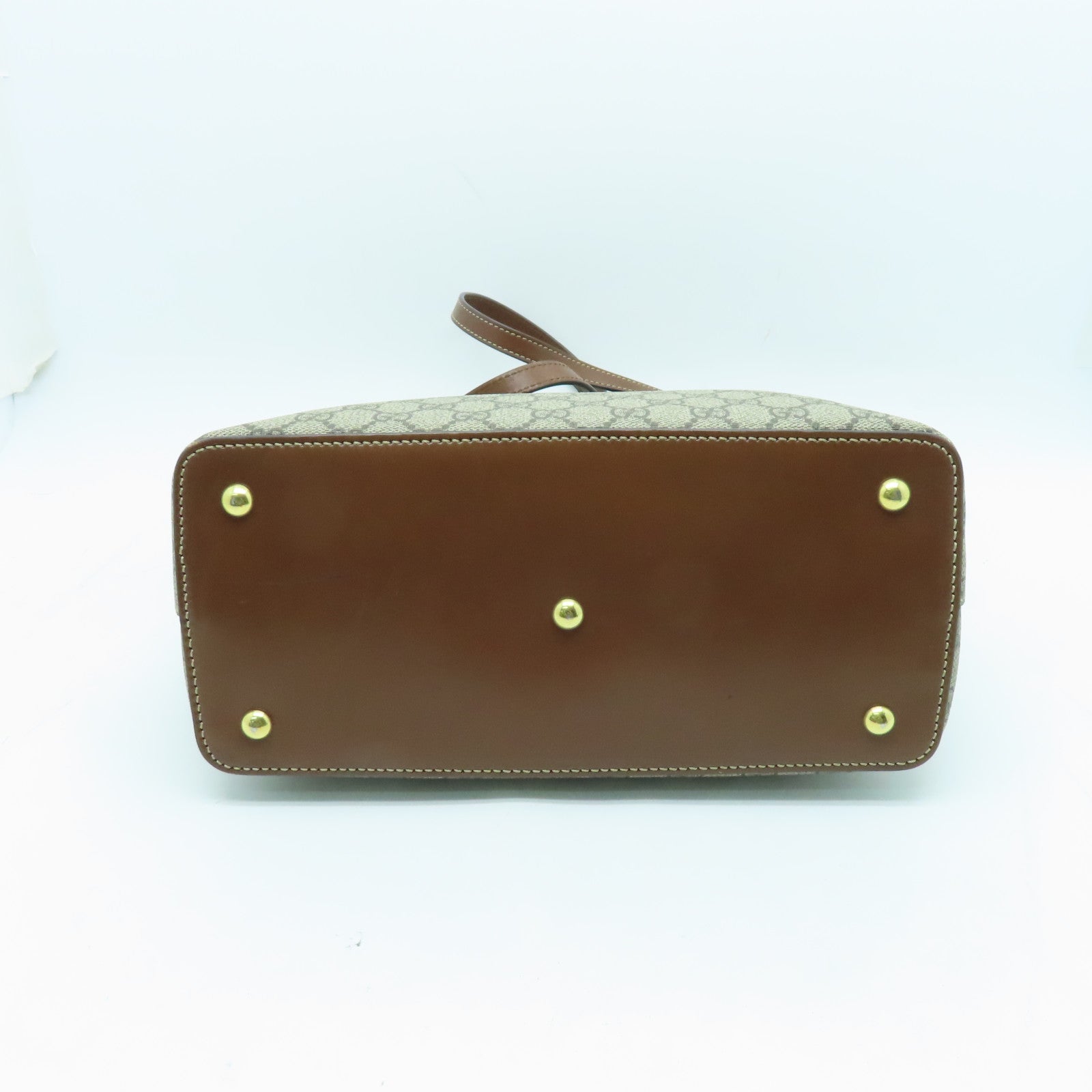 GUCCI 塗層帆布2way Shoulder金扣手挽肩背兩用袋啡色/灰色