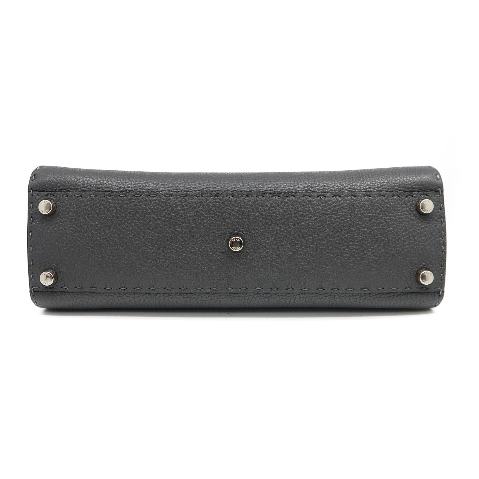 FENDI 牛皮皮革Peekaboo 2 Way Shoulder Bag銀扣手挽肩背兩用袋灰色