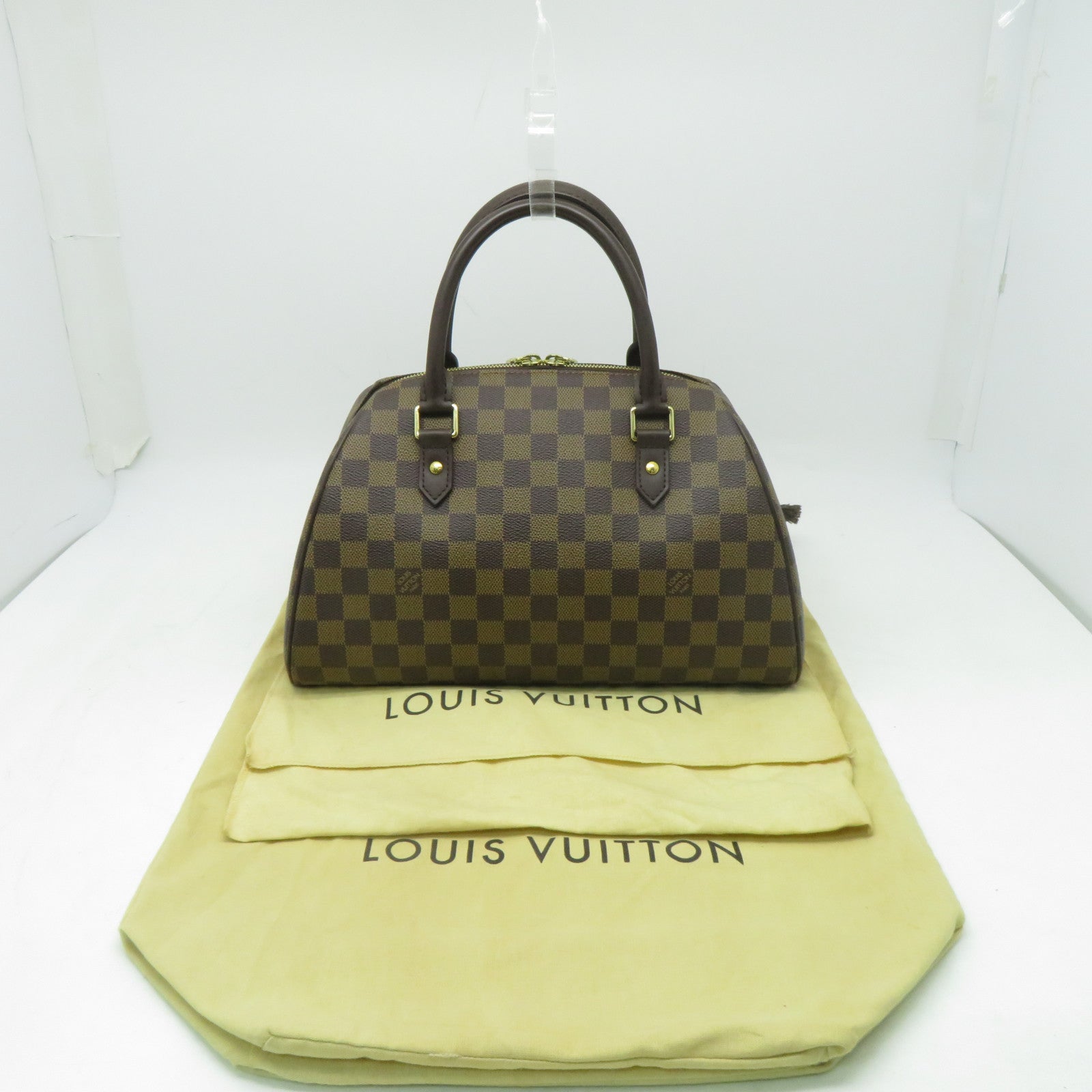 LOUIS VUITTON Damier Ebene Ribera MM金扣手挽袋啡色