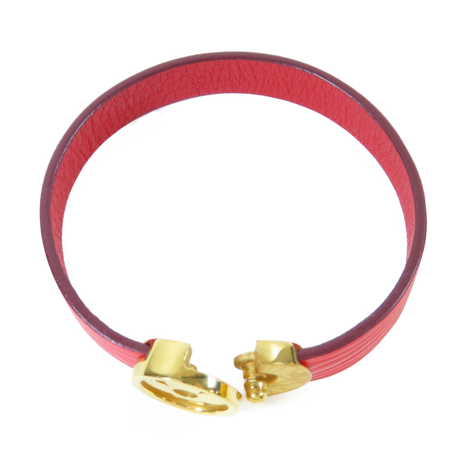 LOUIS VUITTON Epi Flower Action金扣手鐲紅色#17.5cm