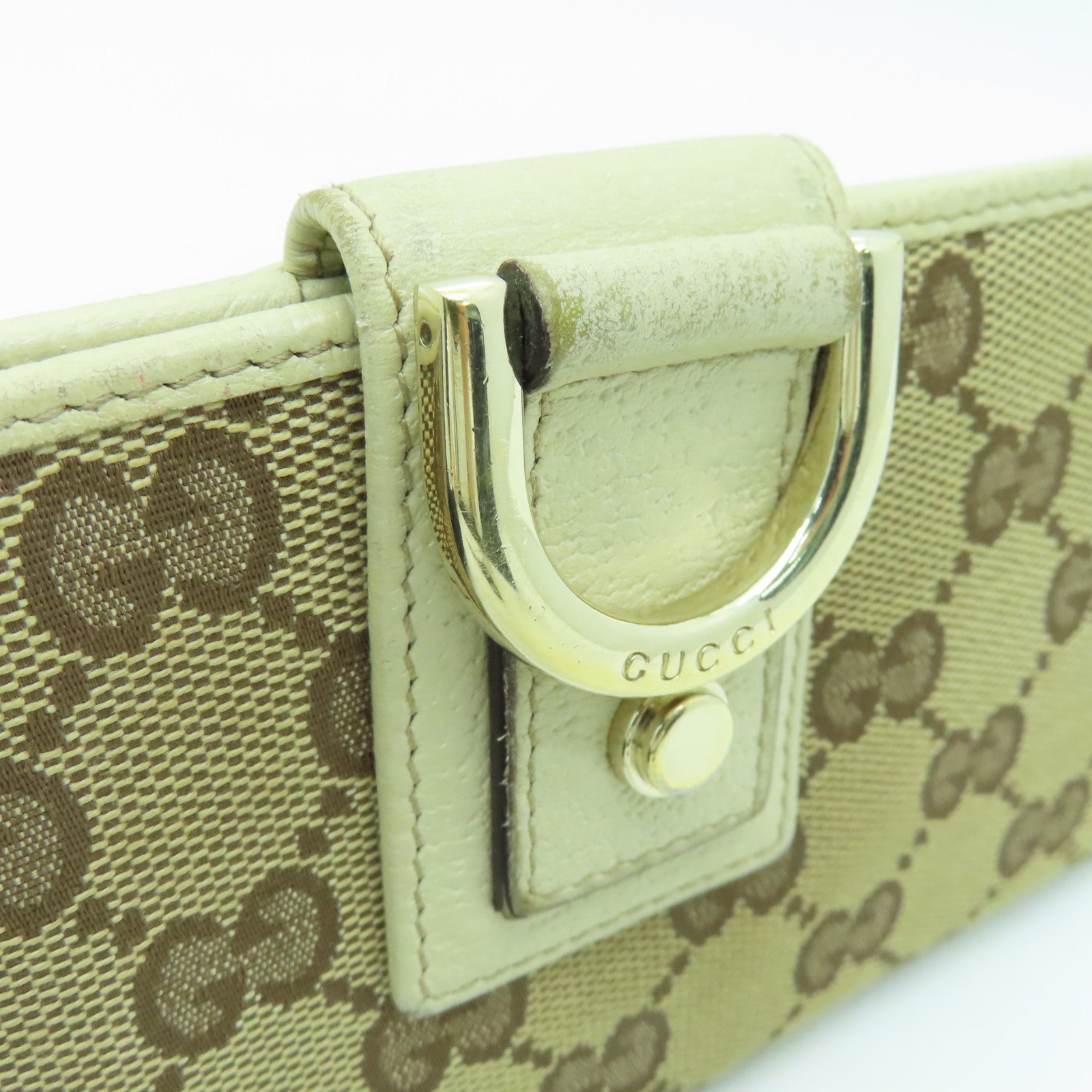 GUCCI 帆布Long Wallet金扣长钱包米色/白色
