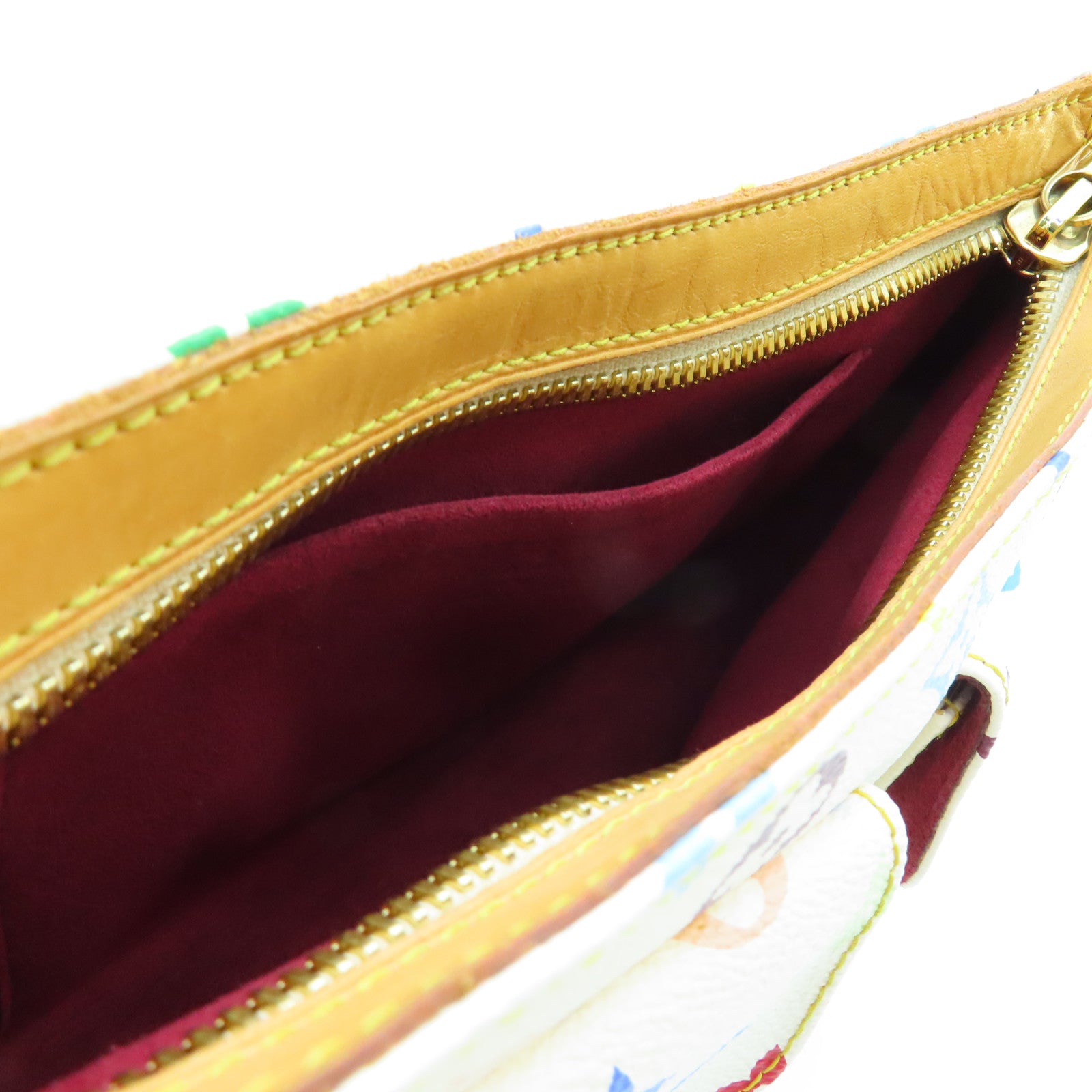 LOUIS VUITTON Monogram Multicolore Lodge PM Gold Buckle Shoulder Bag White
