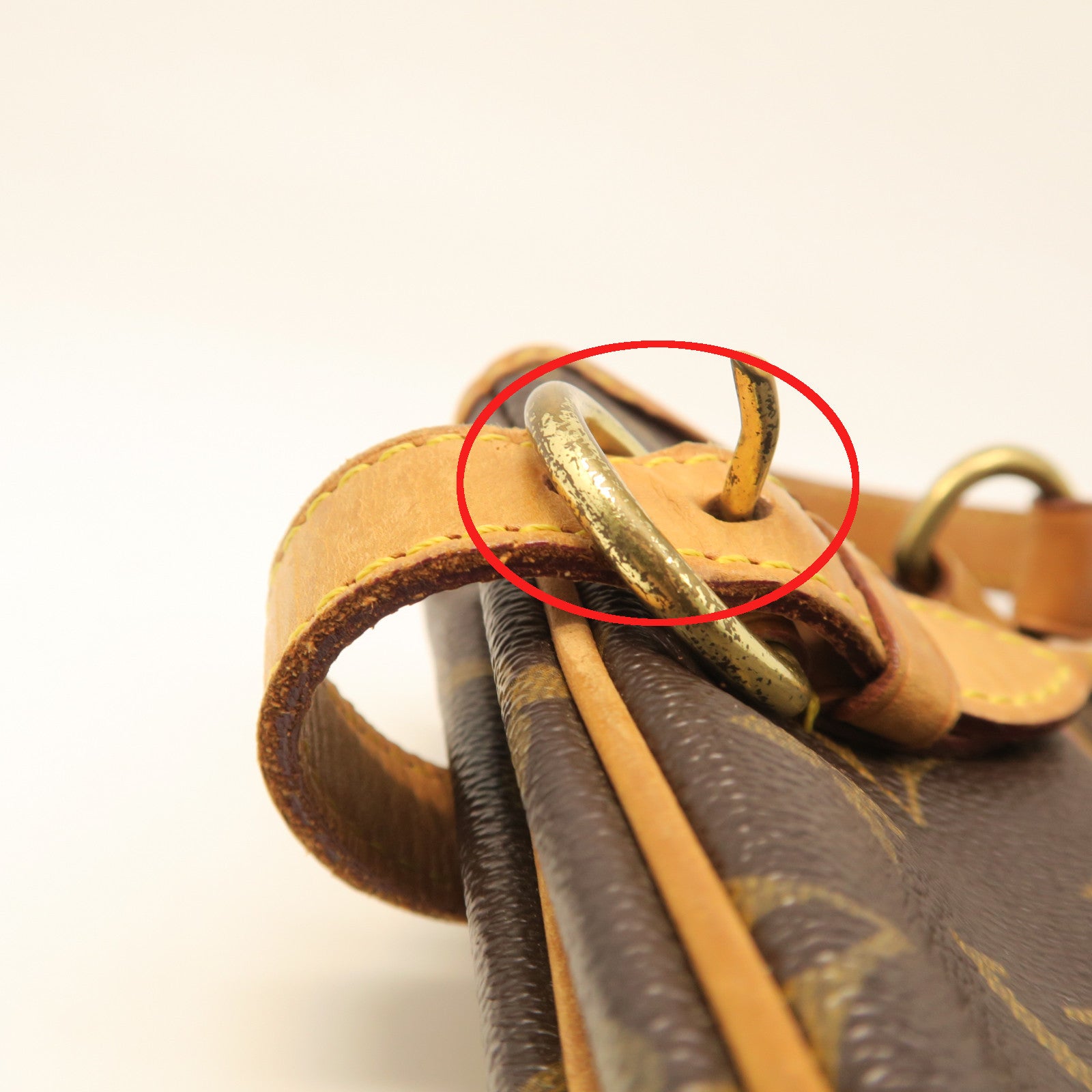 LOUIS VUITTON Monogram Batignolles Vertical Gold Buckle Handle Bag Brown