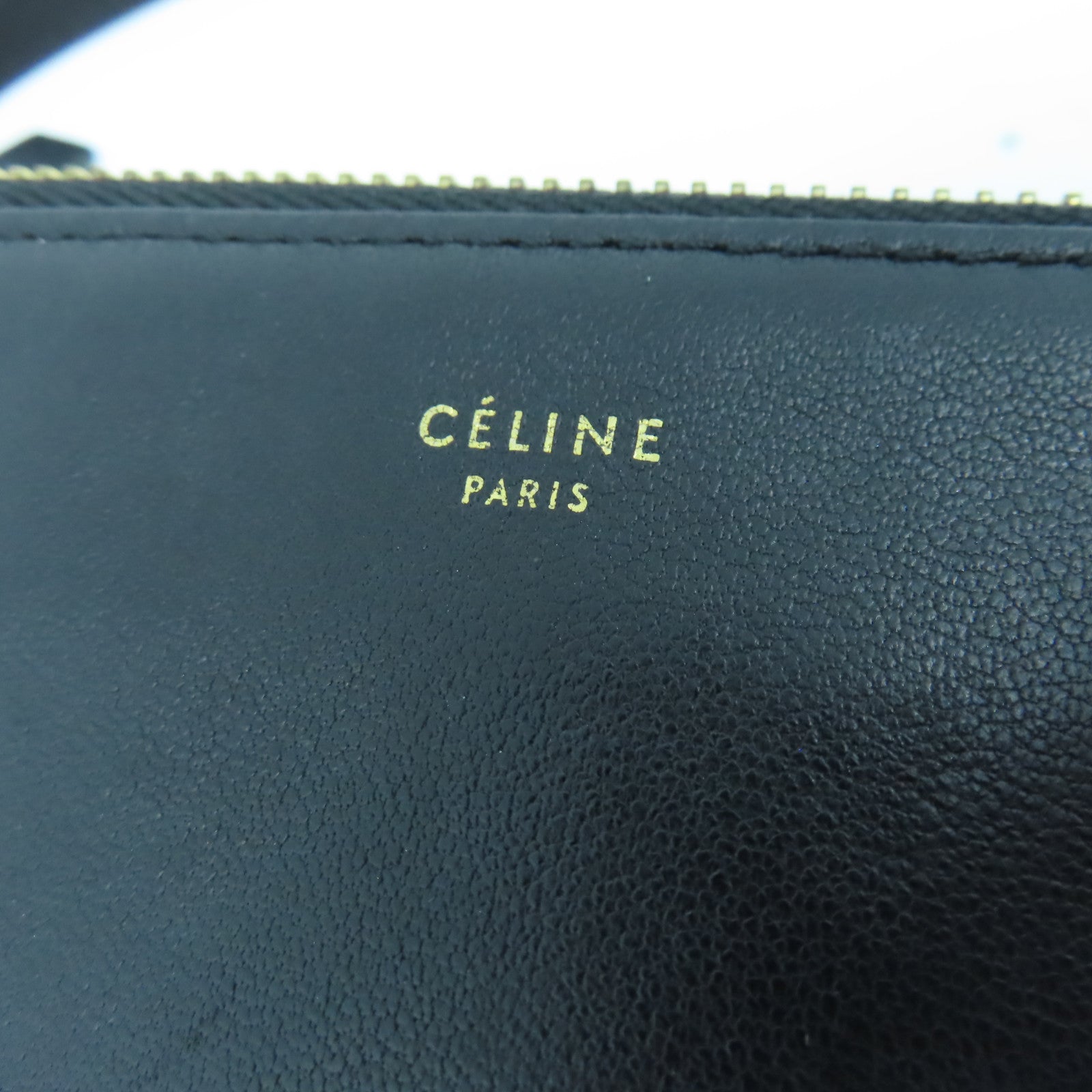 CELINE 【激減優惠】羊皮皮革Trio金扣肩背袋黑色