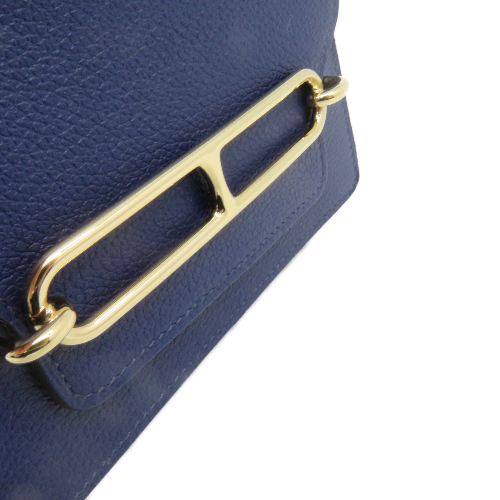 HERMES Evercolor Leather Roulis Slim Waist Bag Gold Buckle Belt Bag Blue