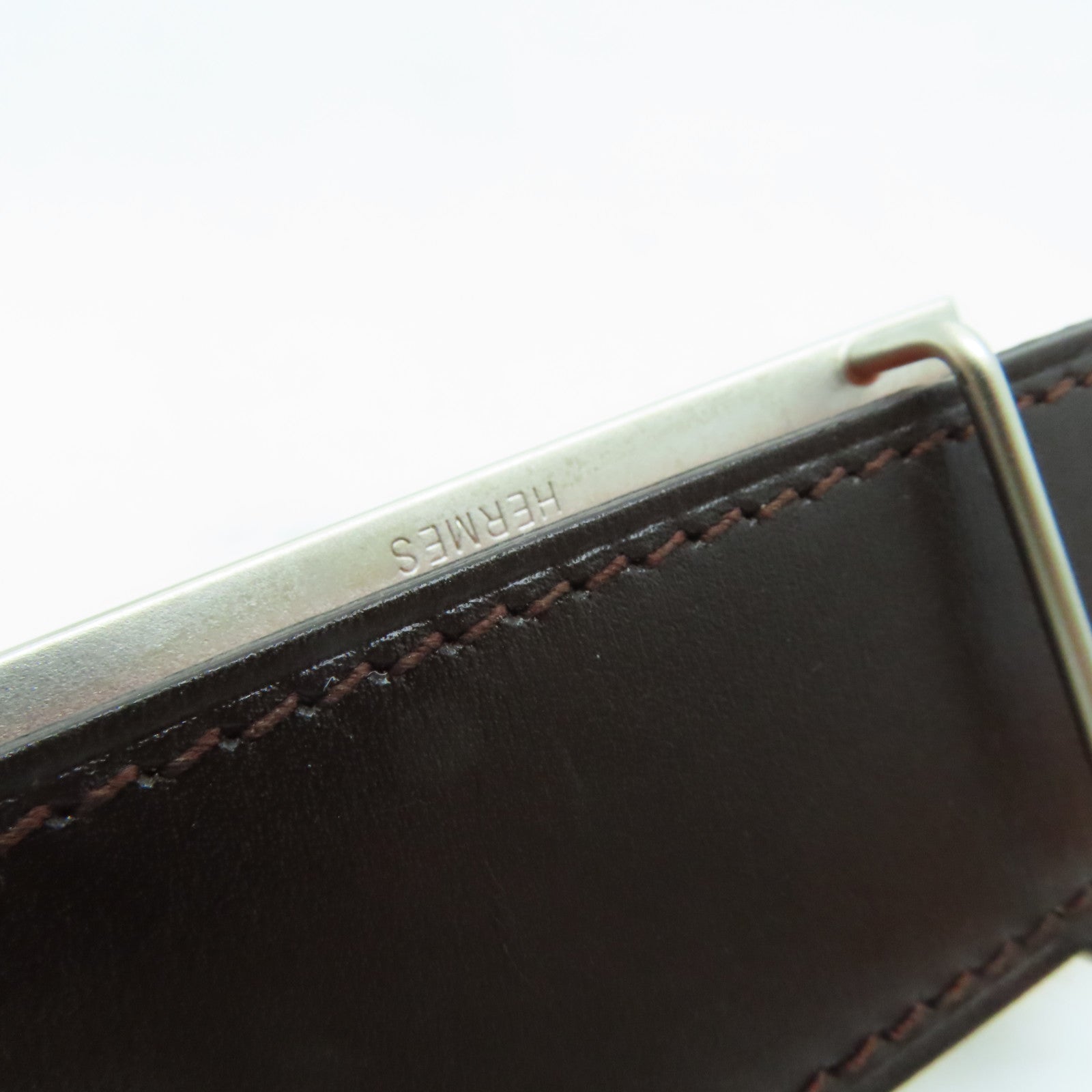 HERMES 【激減優惠】Clemence/Swift皮革Belt 85cm銀扣皮帶Orange/橙色