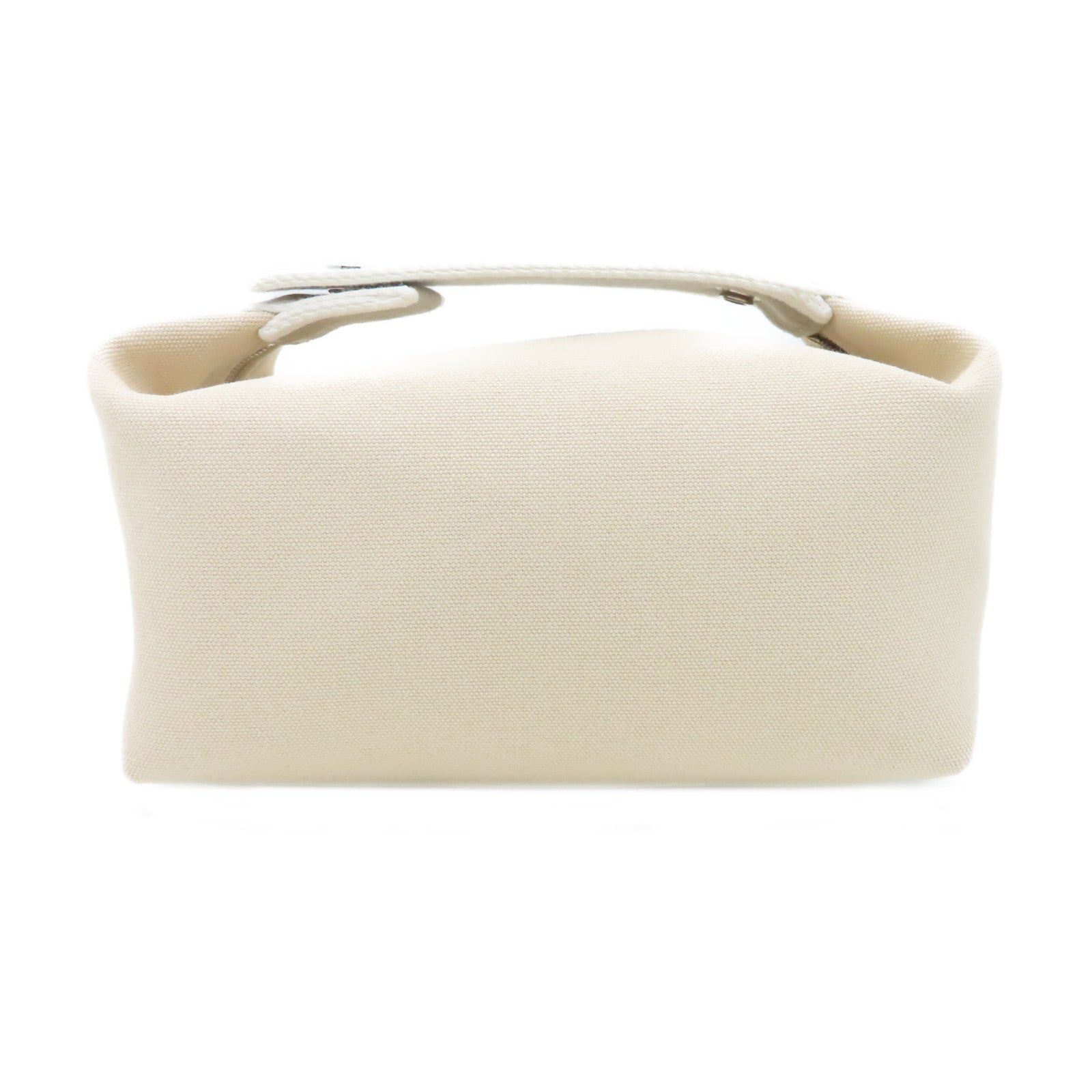 HERMES 帆布Bride a Brac Case銀扣手拿包米色