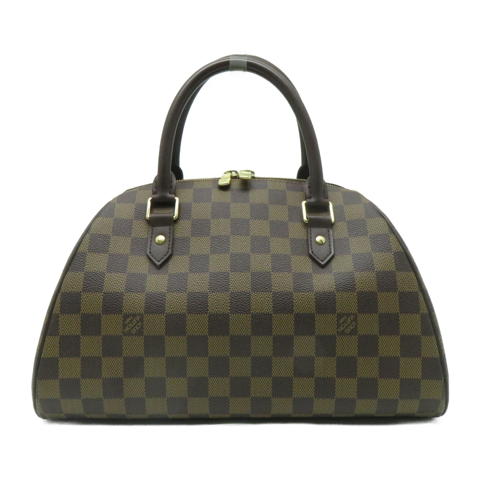 LOUIS VUITTON Damier Ebene Ribera MM金扣手挽袋啡色