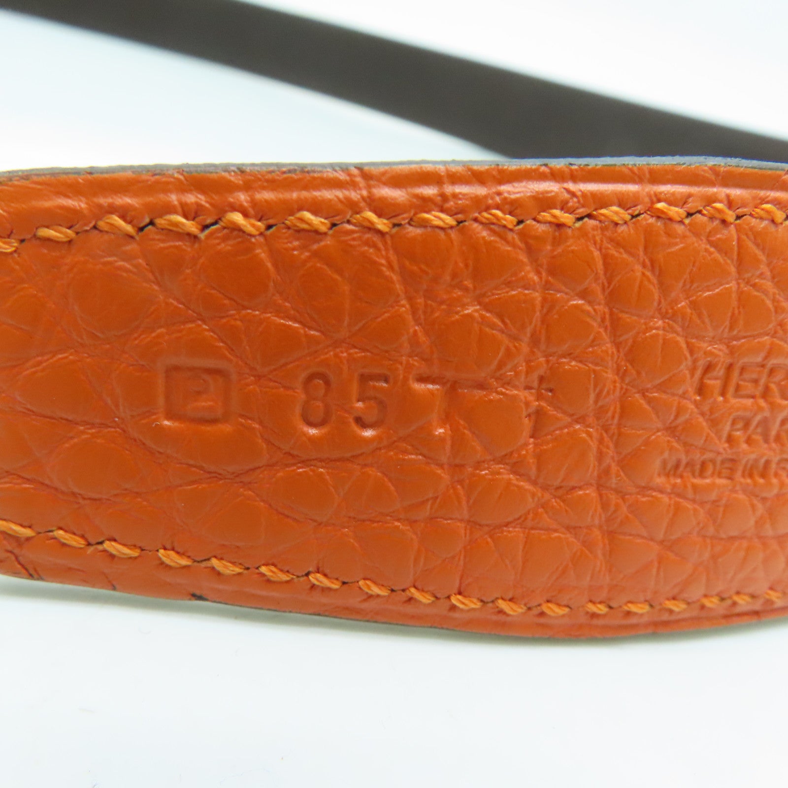 HERMES 【激減優惠】Clemence/Swift皮革Belt 85cm銀扣皮帶Orange/橙色