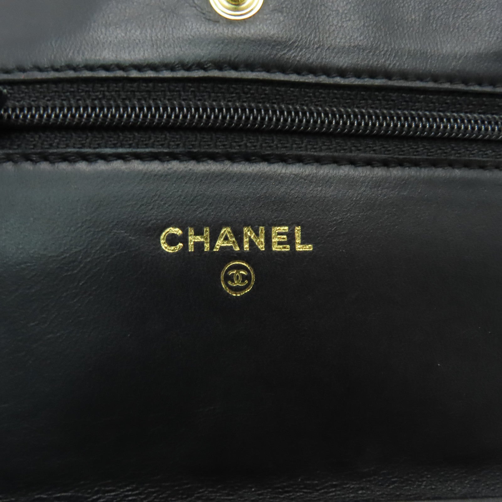 CHANEL 菱格羊皮皮革WOC Shoulder Bag金扣鏈帶肩背袋黒色