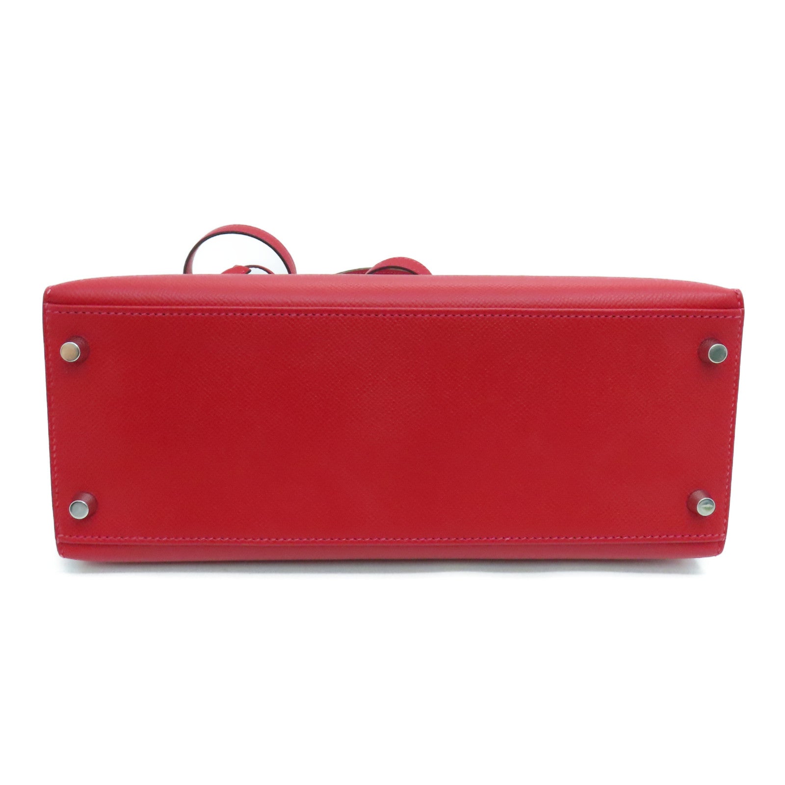 HERMES Epsom皮革Kelly 28银扣手挽袋Rouge Casaque/卡萨克红色