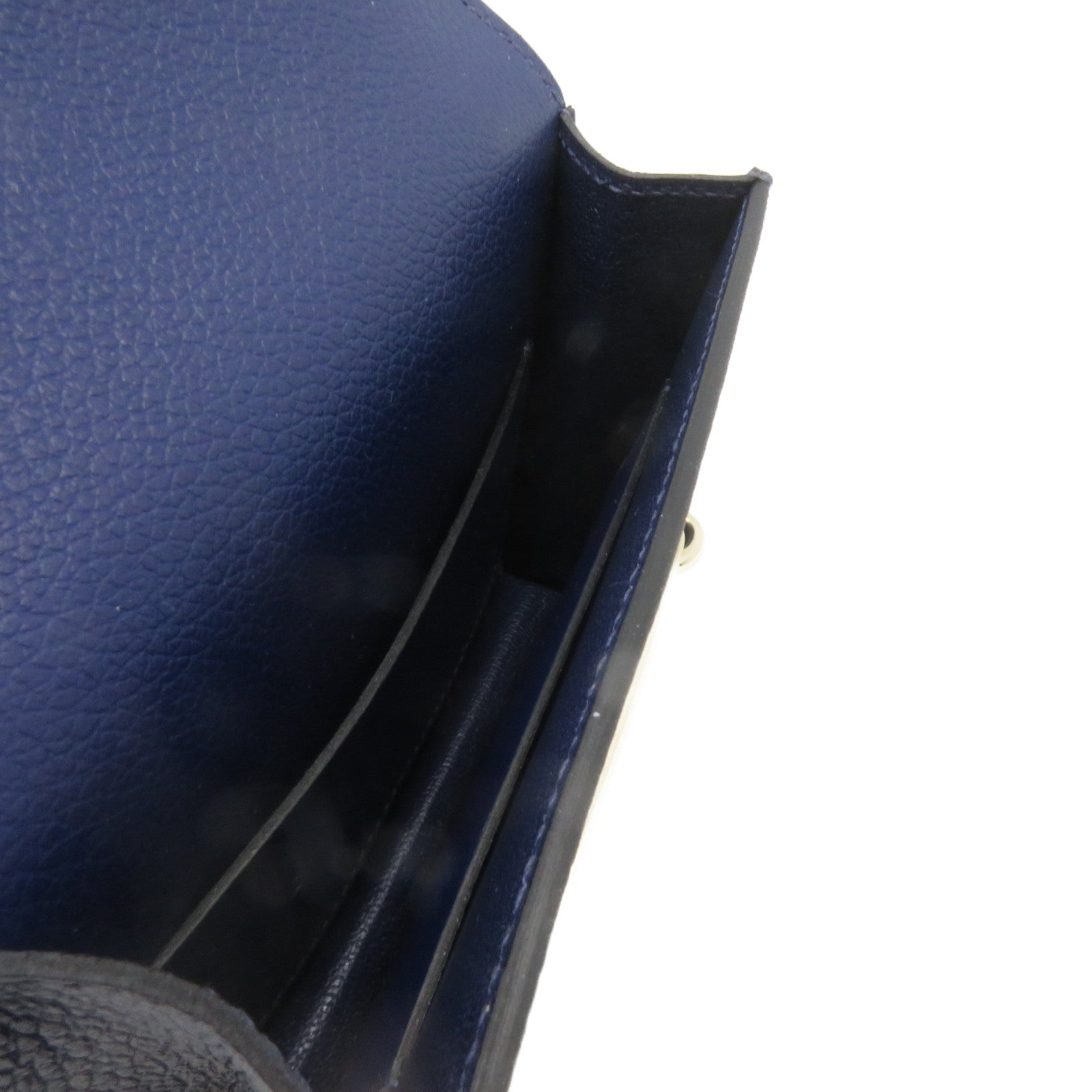 HERMES Evercolor Leather Roulis Slim Waist Bag Gold Buckle Belt Bag Blue
