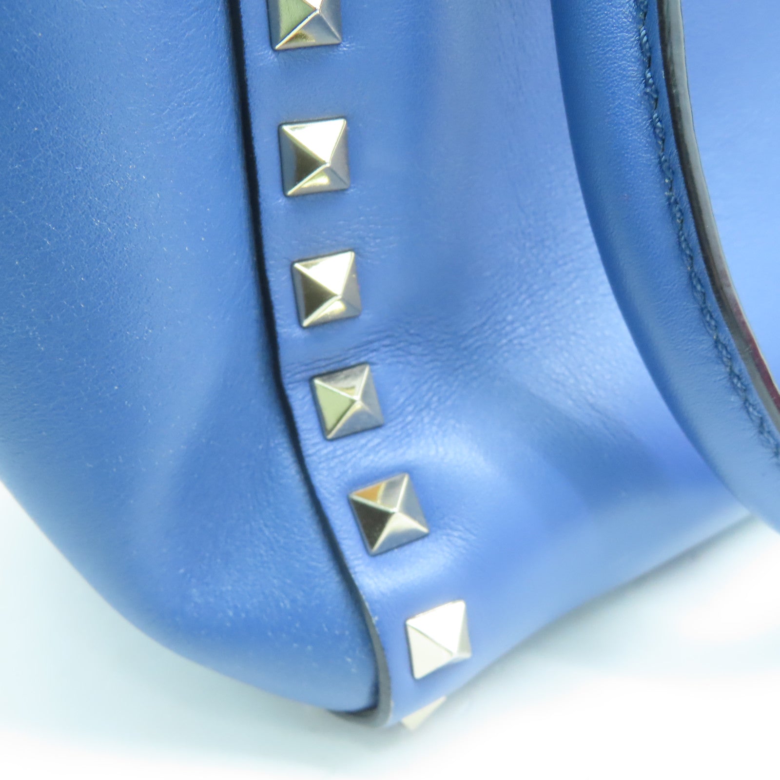 Valentino 牛皮皮革2Way Shoulder金扣手挽肩背两用袋蓝色