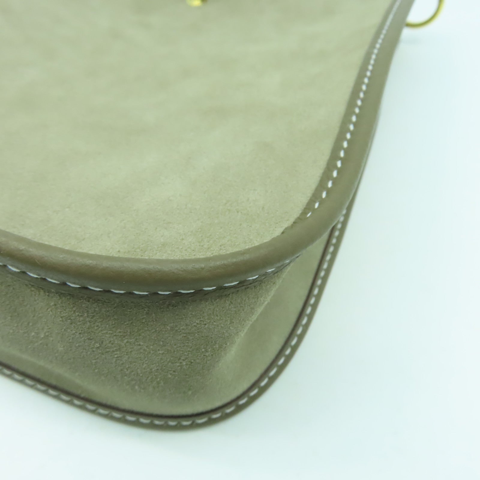 HERMES 麂皮皮革Evelyne TPM金扣肩背袋Etoupe大象灰色