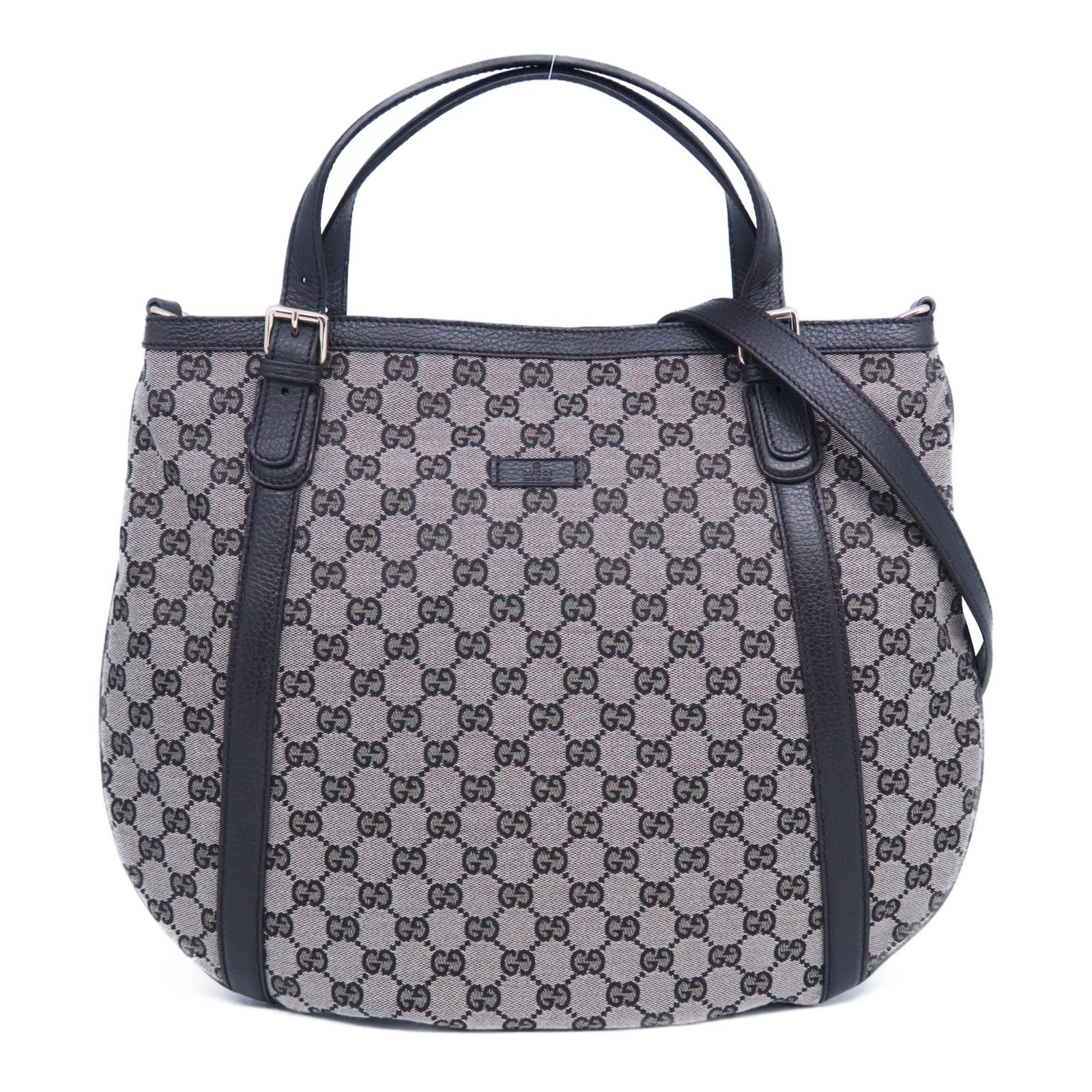 GUCCI 帆布2 Way Shoulder Bag銀扣手挽肩背兩用啡色