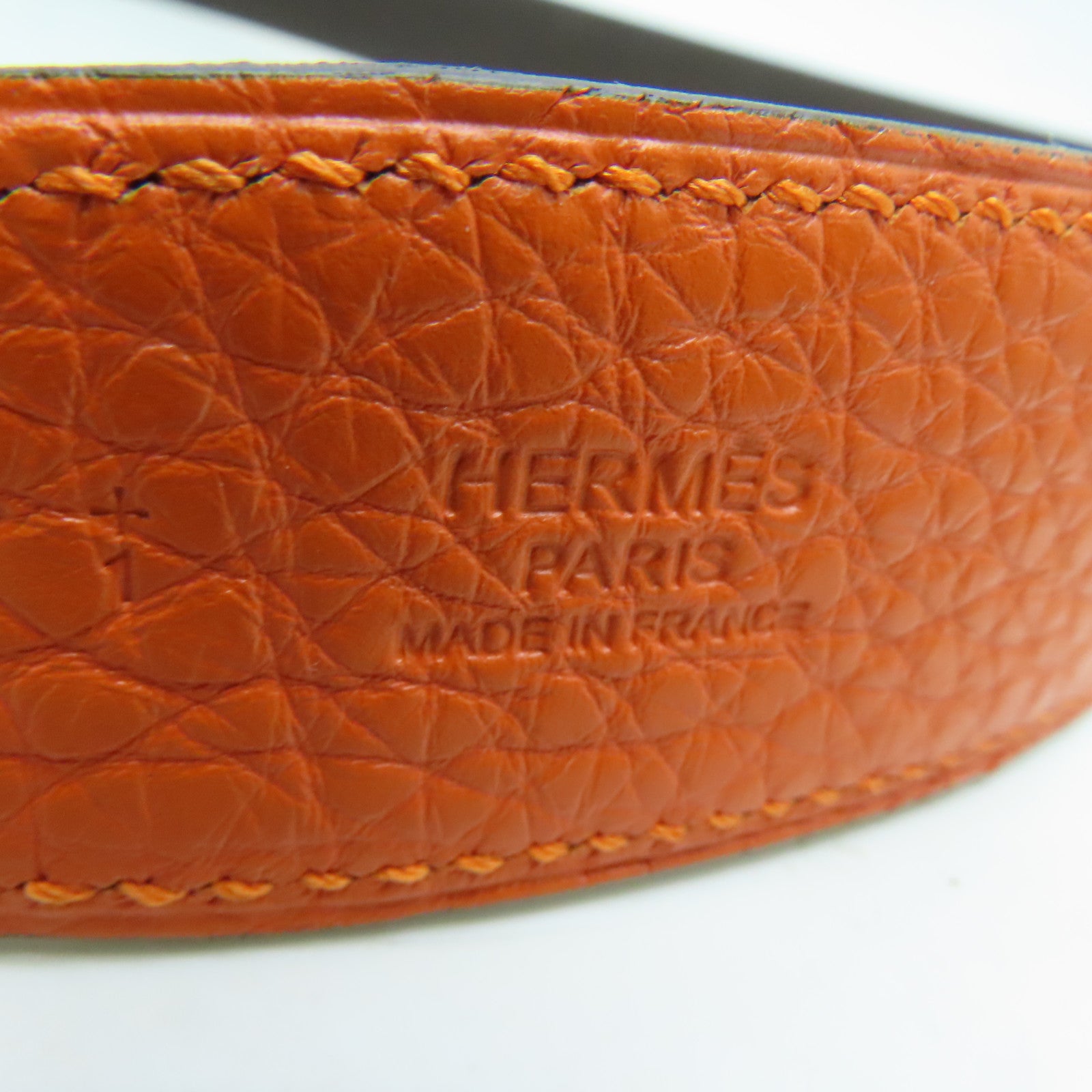 HERMES 【激減優惠】Clemence/Swift皮革Belt 85cm銀扣皮帶Orange/橙色
