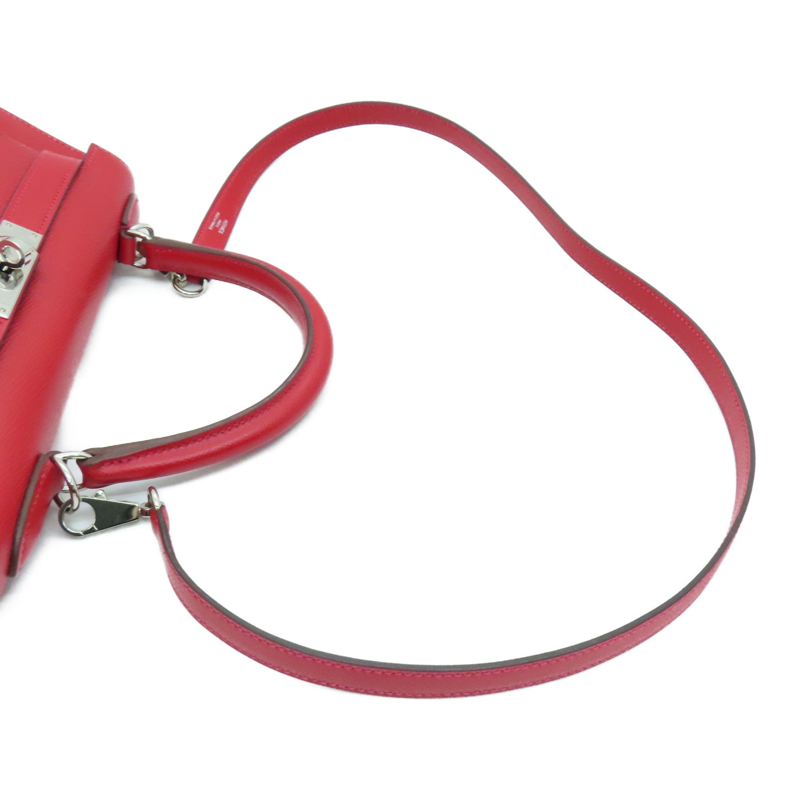 HERMES Epsom皮革Kelly 28银扣手挽袋Rouge Casaque/卡萨克红色