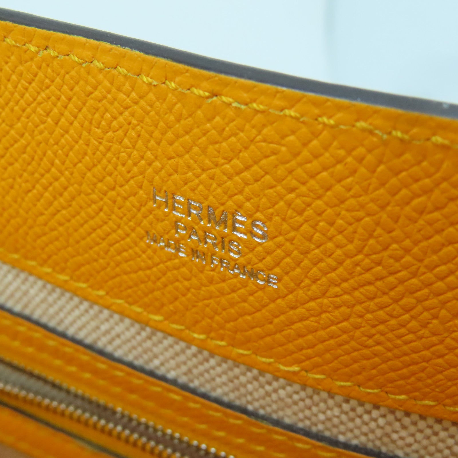 HERMES Epsom皮革/Evercolor皮革Maxi Box Cabas銀扣手挽袋灰色/橙色