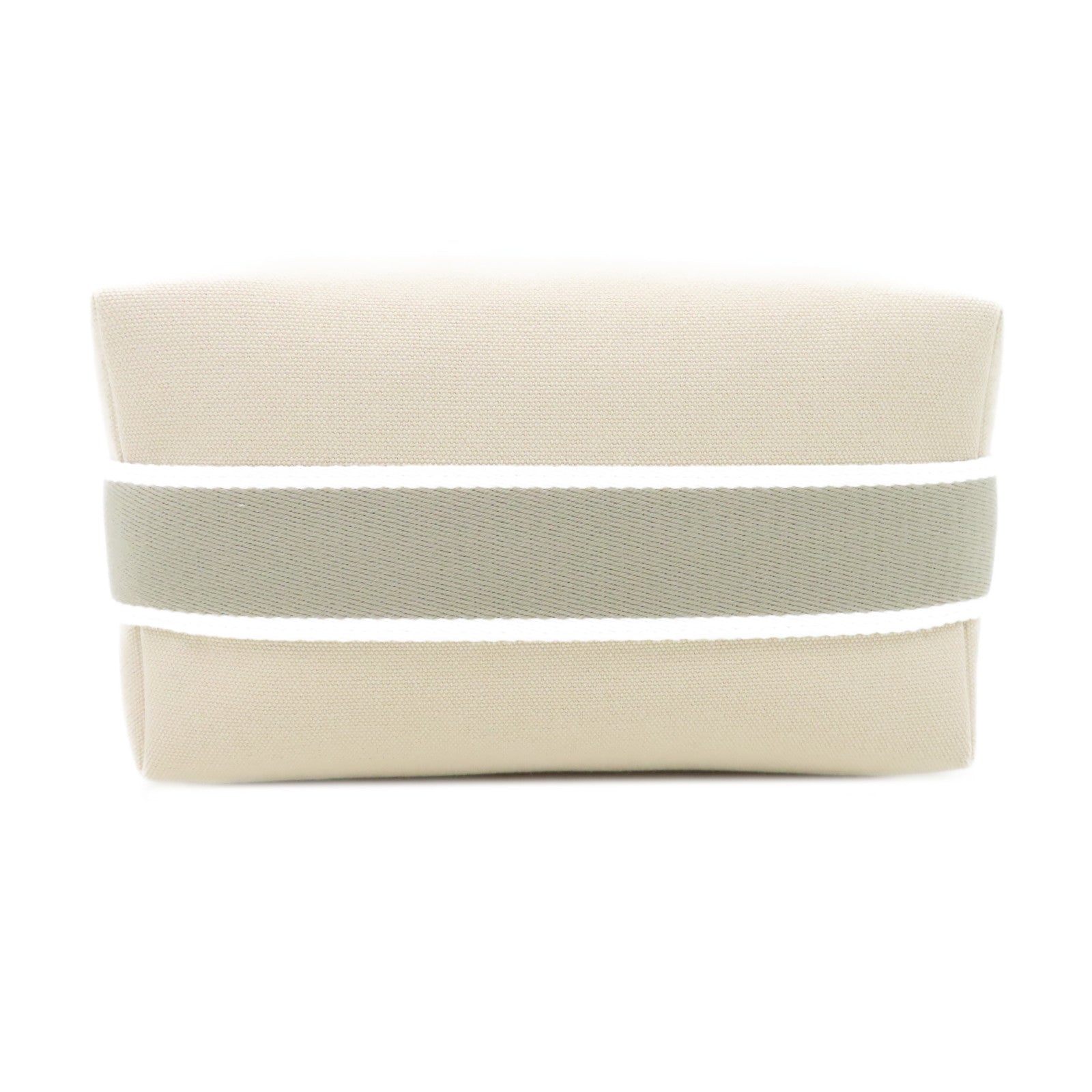 HERMES 帆布Bride a Brac Case銀扣手拿包米色