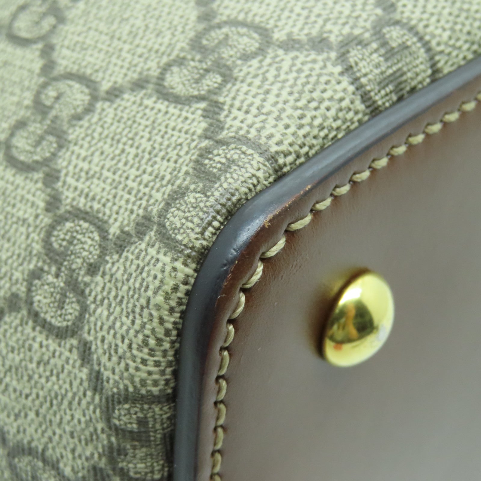 GUCCI 塗層帆布2way Shoulder金扣手挽肩背兩用袋啡色/灰色