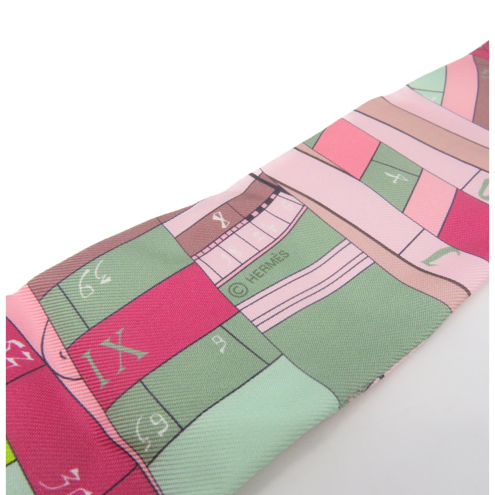 HERMES 絲質Twilly Scarf絲巾粉紅色/彩色