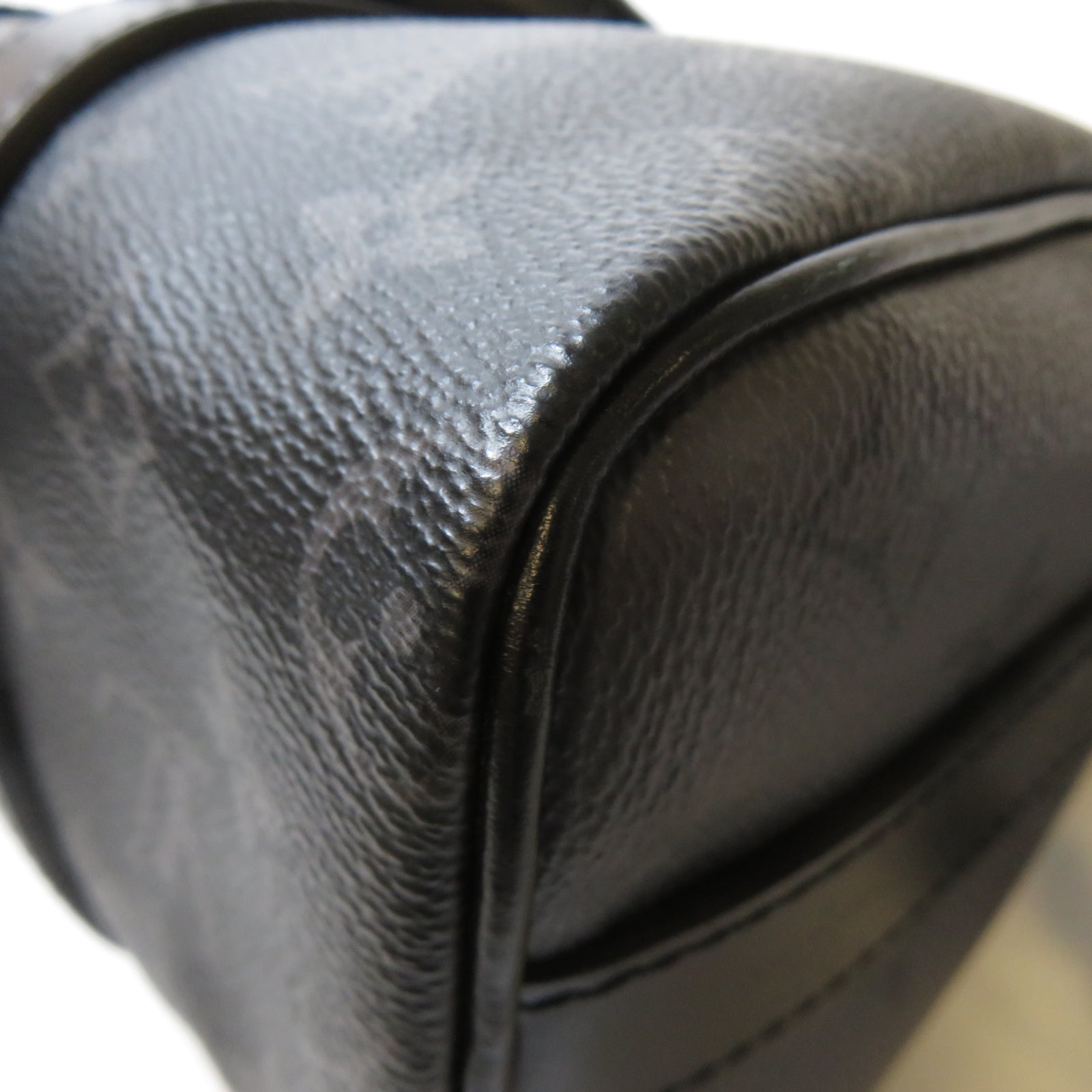 LOUIS VUITTON Monogram Eclipse Reverse Keepall Bandouliere 25銀扣手挽肩背兩用袋黑色