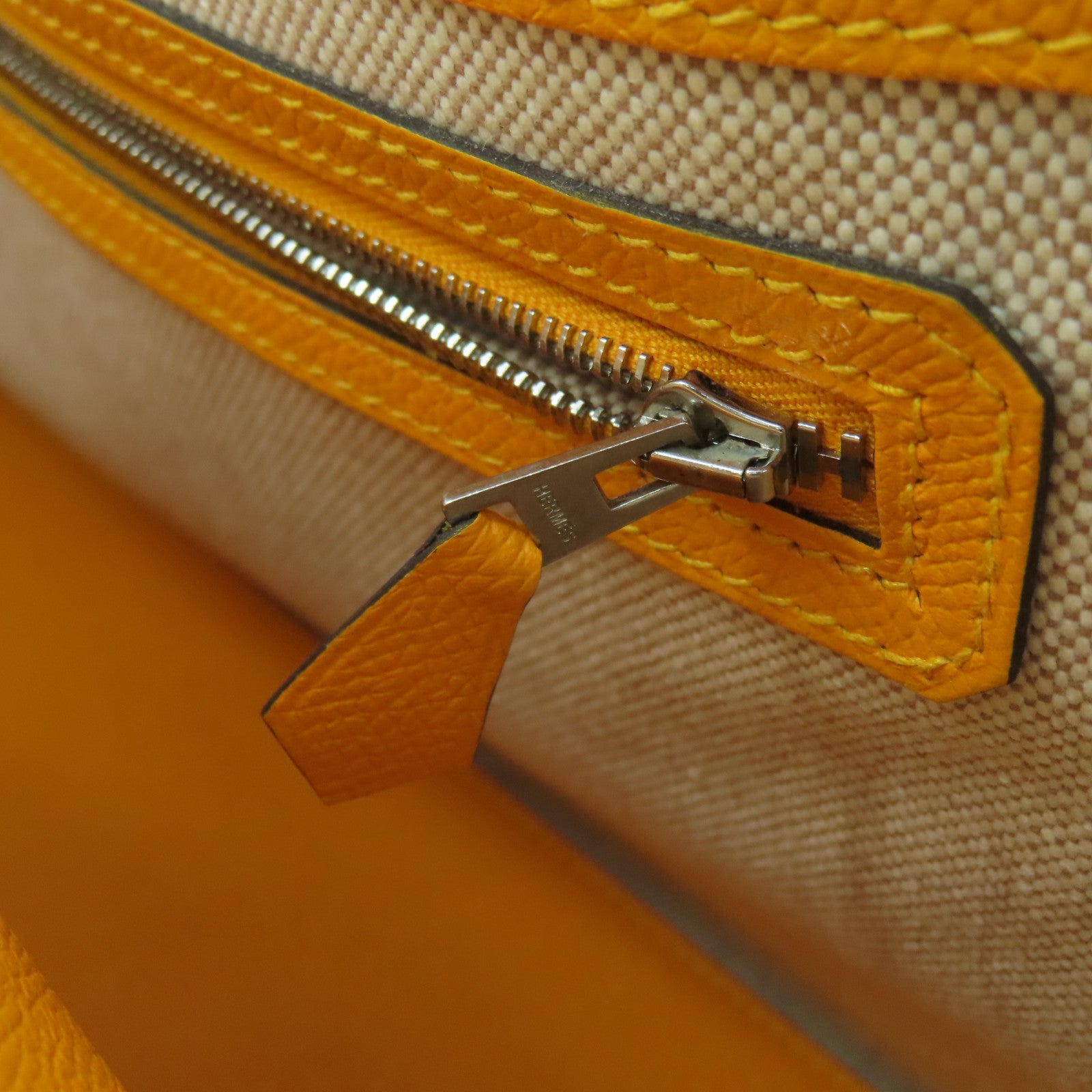 HERMES Epsom皮革/Evercolor皮革Maxi Box Cabas銀扣手挽袋灰色/橙色