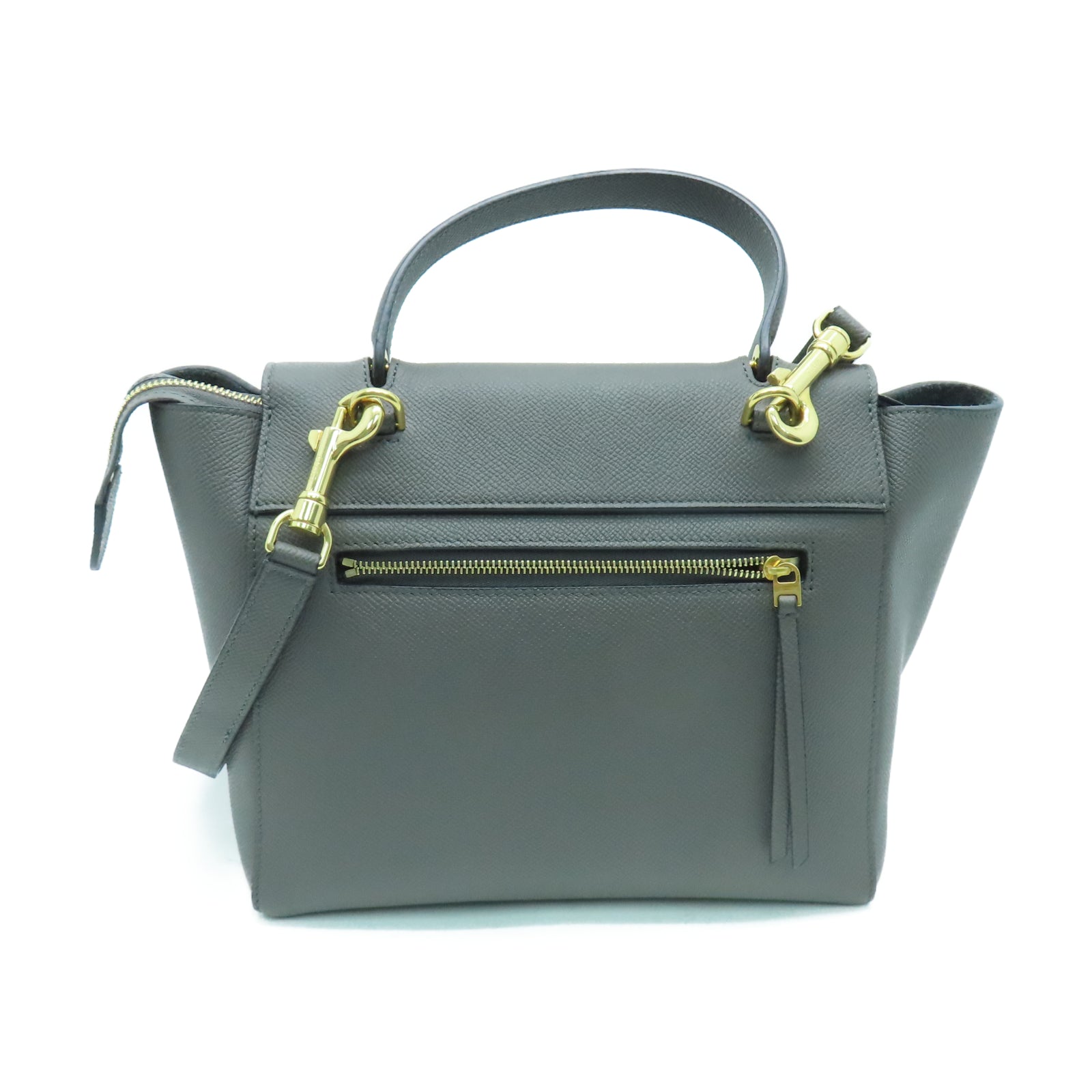 CELINE 牛皮皮革Belt Bag金扣手挽肩背兩用袋灰色