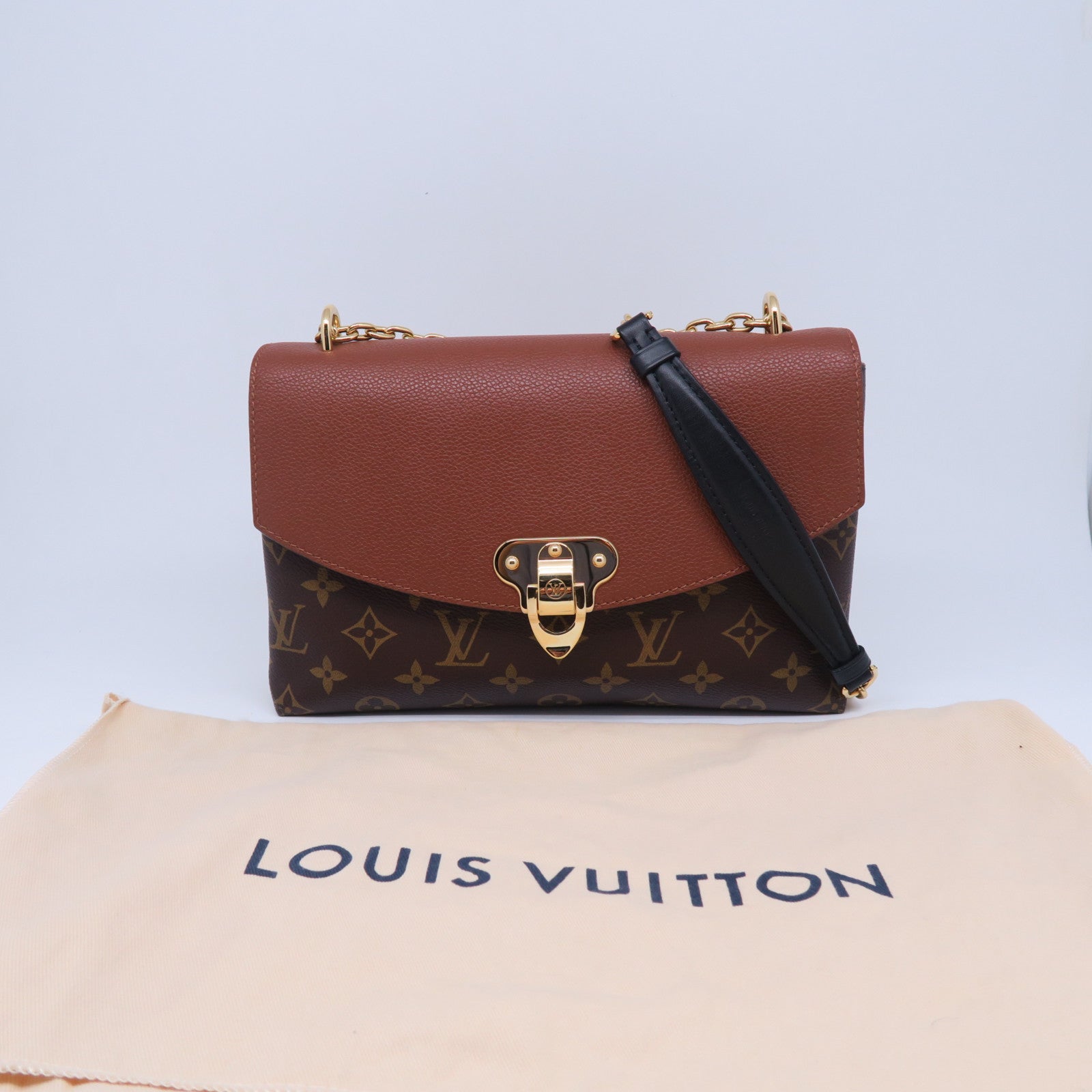 LOUIS VUITTON 【激減優惠】Monogram Saint Placide金扣鏈帶肩背袋啡色