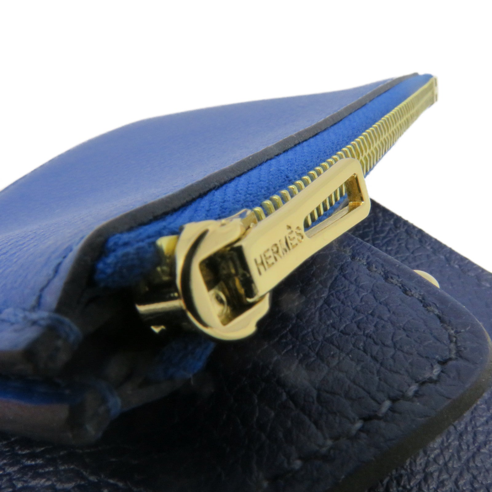 HERMES Evercolor Leather Roulis Slim Waist Bag Gold Buckle Belt Bag Blue
