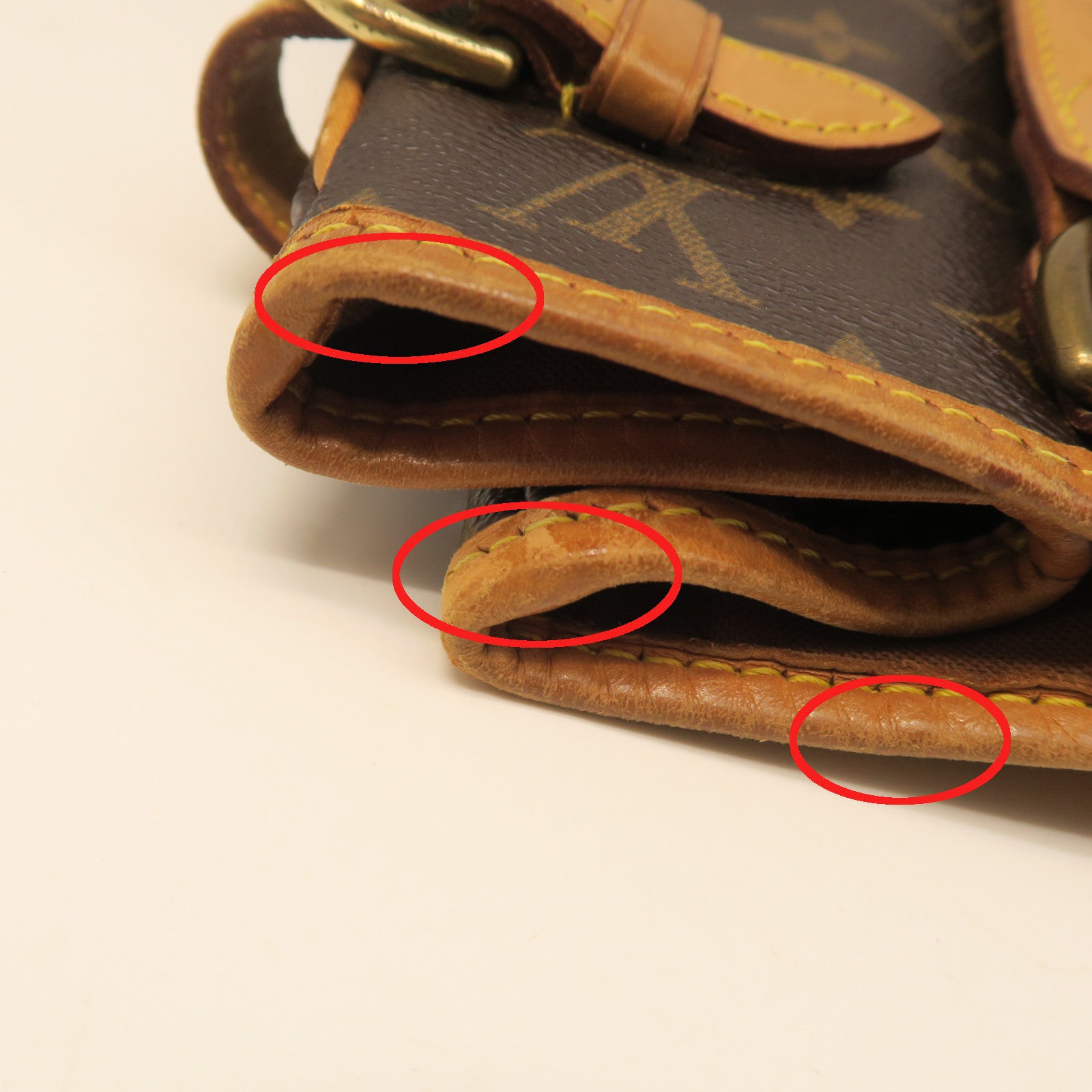 LOUIS VUITTON Monogram Batignolles Vertical Gold Buckle Handle Bag Brown