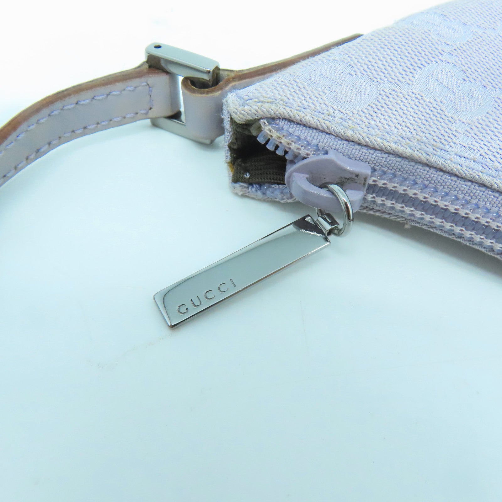 GUCCI 帆布Shoulder Bag銀扣肩背袋紫色