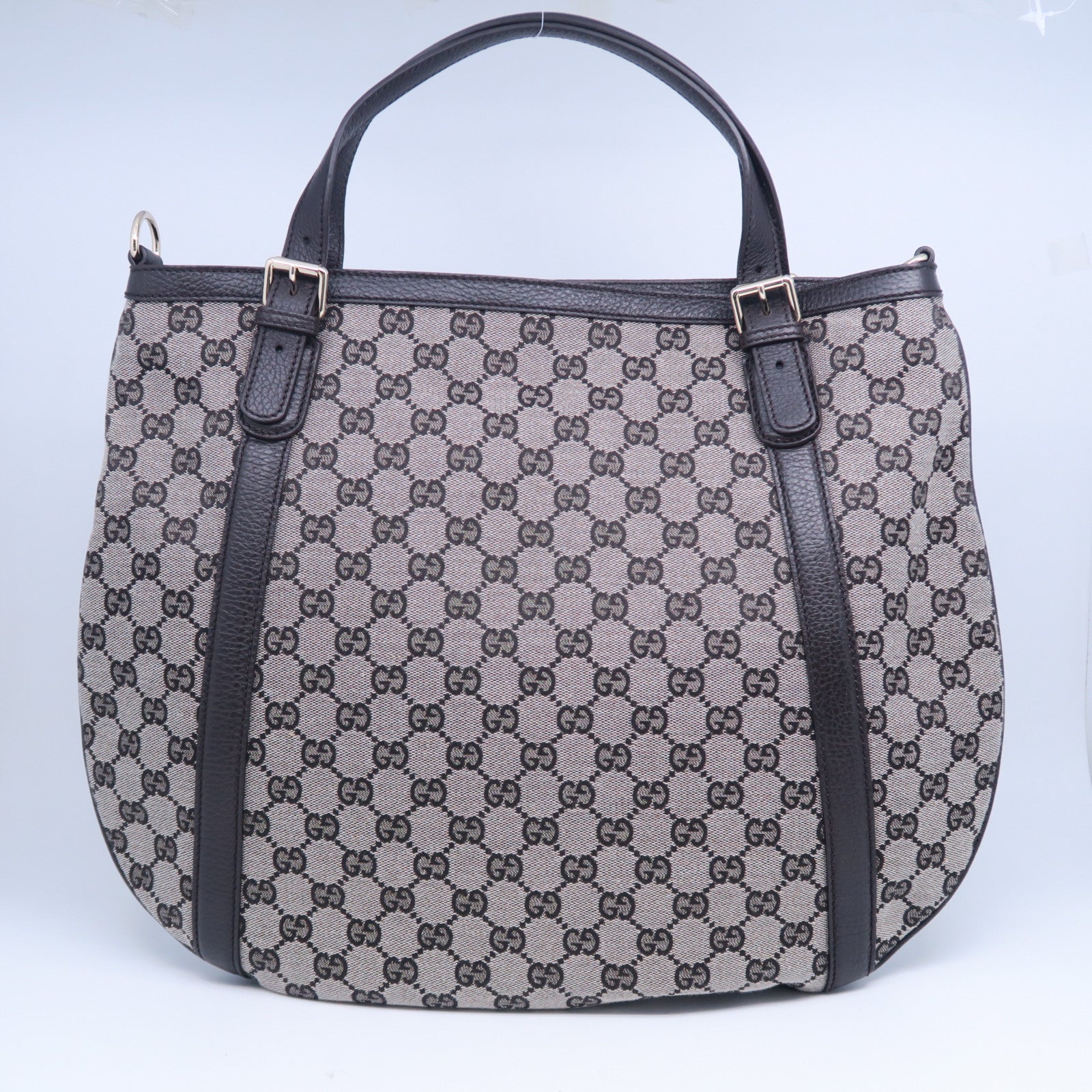 GUCCI 帆布2 Way Shoulder Bag銀扣手挽肩背兩用啡色