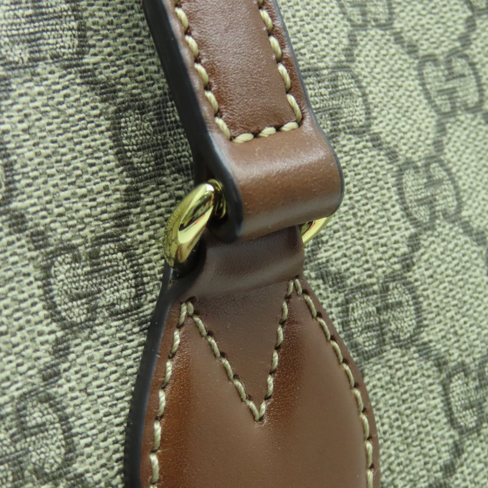 GUCCI 塗層帆布2way Shoulder金扣手挽肩背兩用袋啡色/灰色