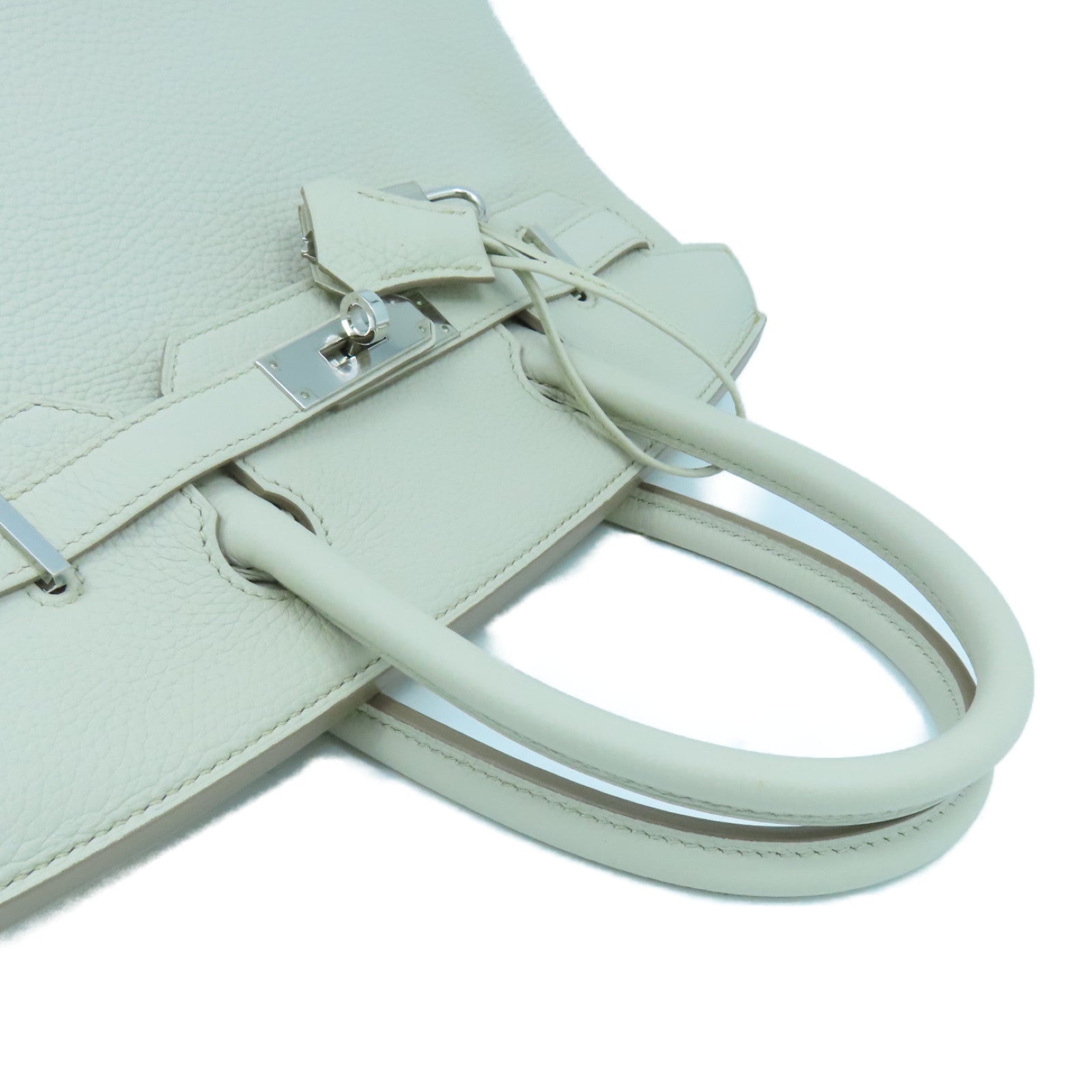 HERMES Cleremce皮革Birkin 30银扣手挽袋Beton/灰色