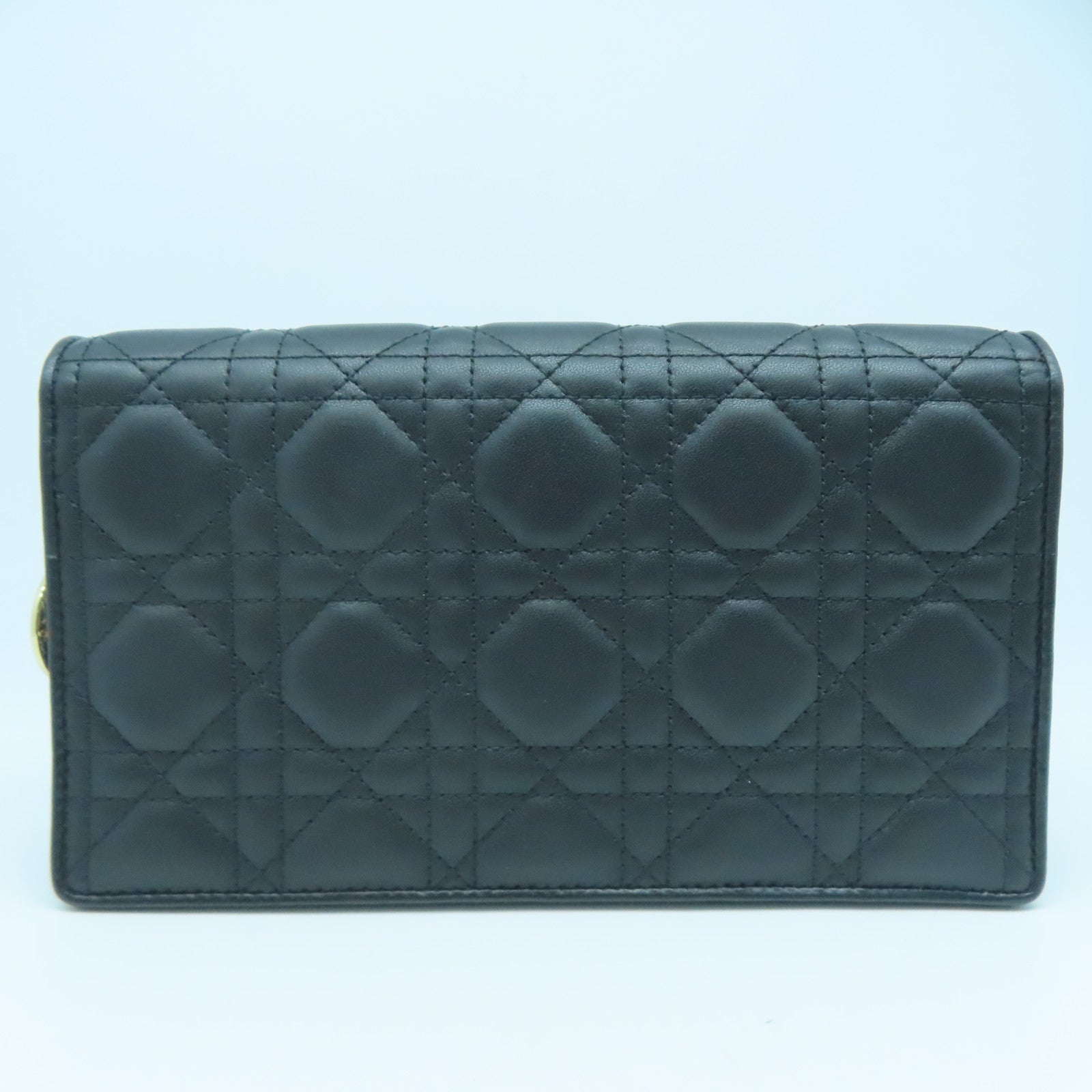 Dior 羊皮皮革Lady Dior Pouch金扣鏈帶肩背袋黑色