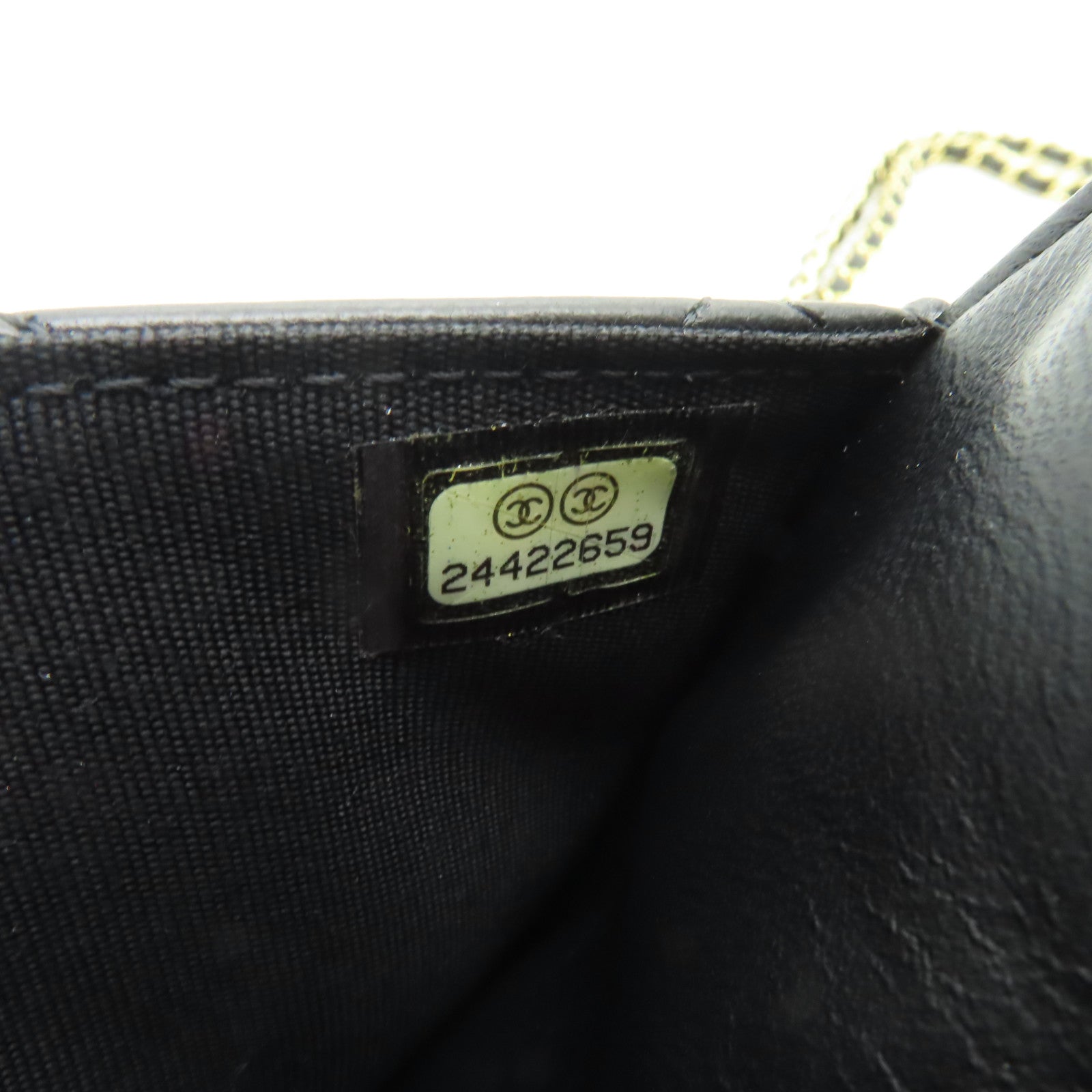CHANEL 菱格羊皮皮革WOC Shoulder Bag金扣鏈帶肩背袋黒色