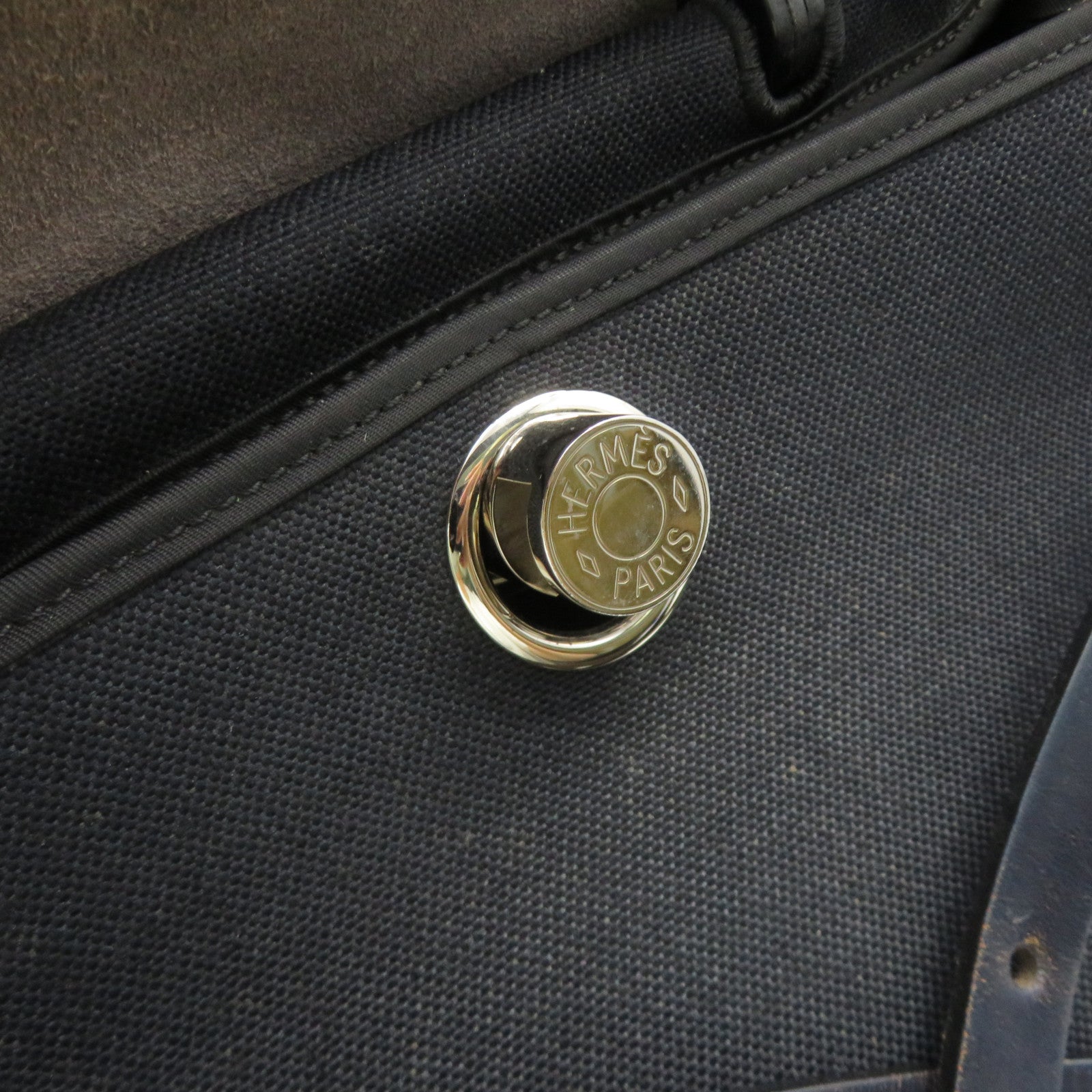 HERMES 【激減優惠】帆布銀扣Herbag PM 2Way Shoulder Bag手挽肩背兩用袋寶藍色