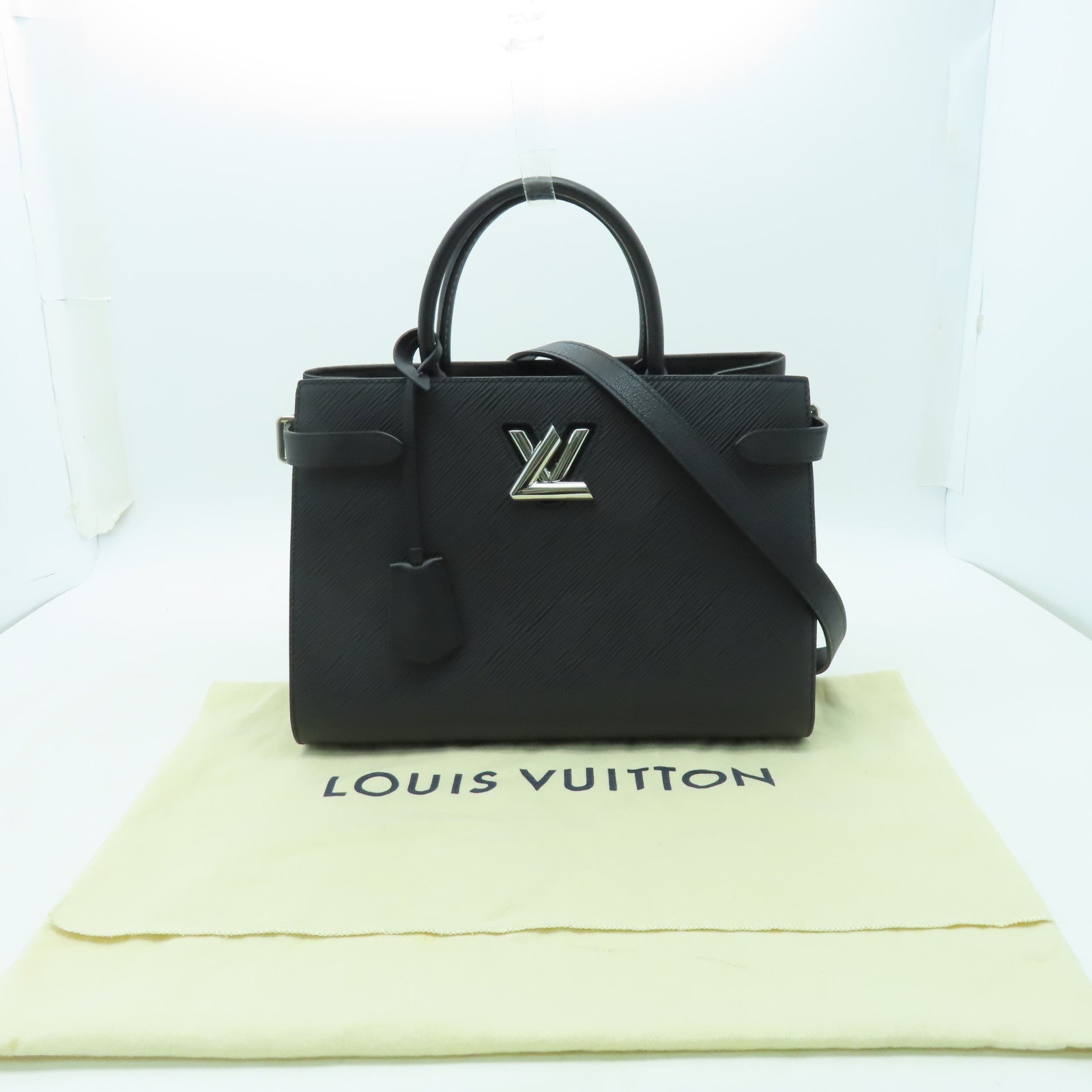 LOUIS VUITTON Epi Twist Tote銀扣手挽肩背兩用袋黑色