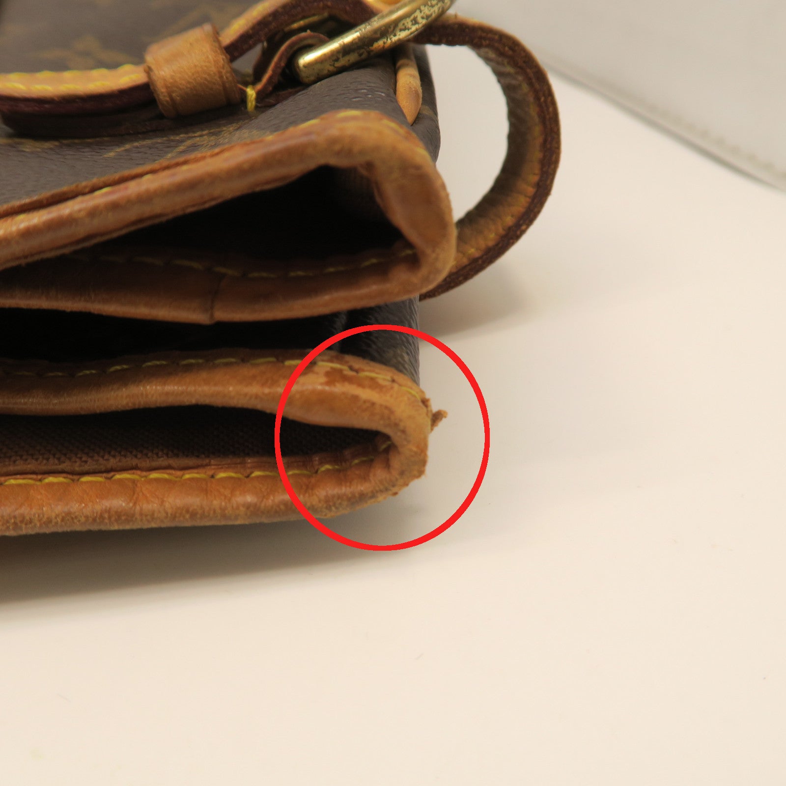 LOUIS VUITTON Monogram Batignolles Vertical Gold Buckle Handle Bag Brown