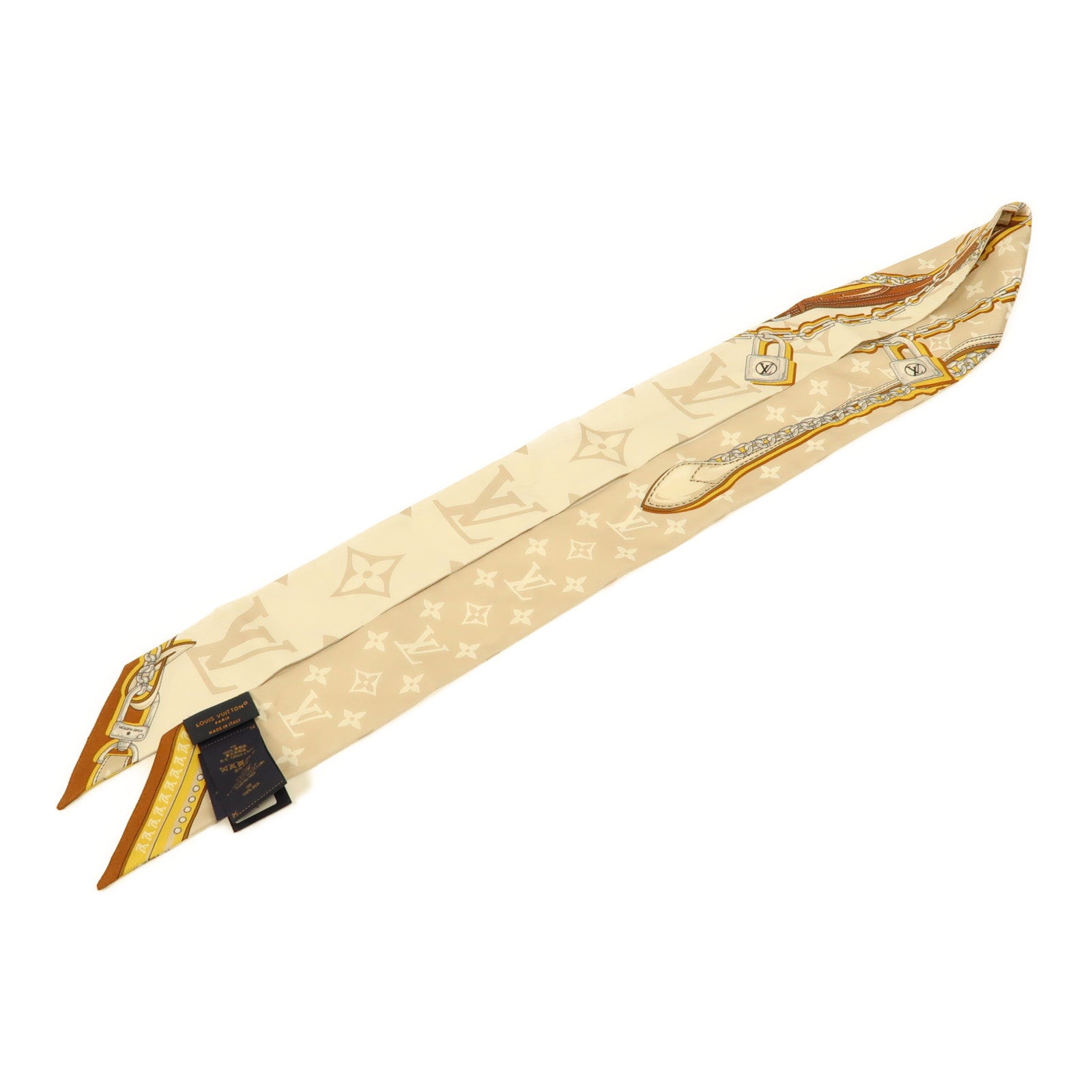 LOUIS VUITTON 絲質Ultimate Monogram Bandeau絲巾白色/啡色