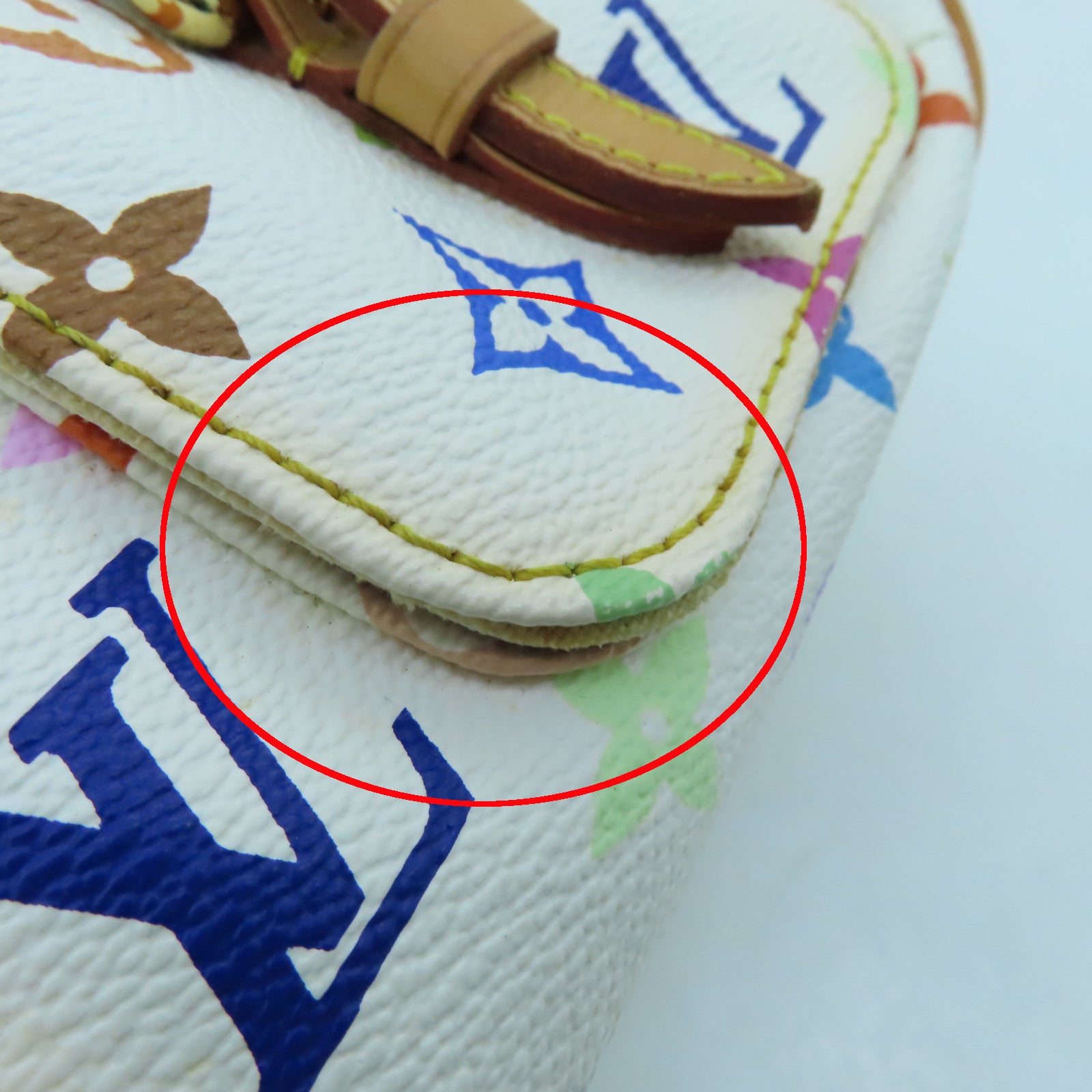 LOUIS VUITTON Monogram Multicolore Lodge PM Gold Buckle Shoulder Bag White