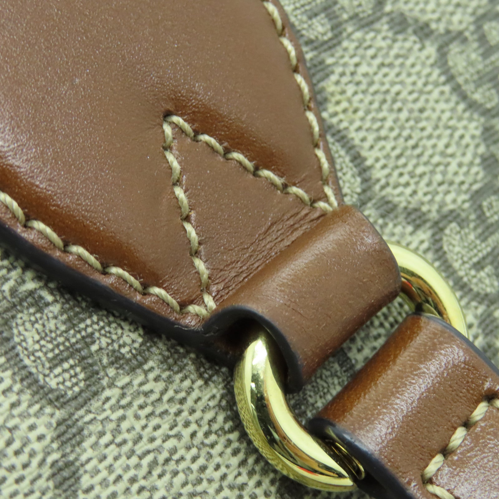 GUCCI 塗層帆布2way Shoulder金扣手挽肩背兩用袋啡色/灰色