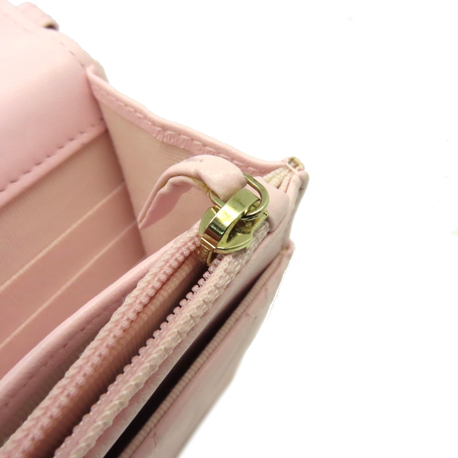 CHANEL 菱格牛皮皮革/仿珍珠Wallet On Chain Shoulder Bag金扣肩背袋粉紅色