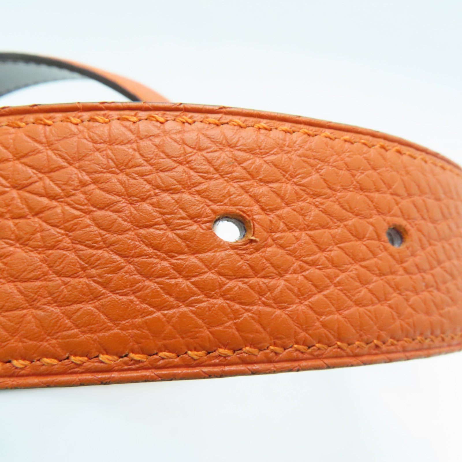 HERMES 【激減優惠】Clemence/Swift皮革Belt 85cm銀扣皮帶Orange/橙色