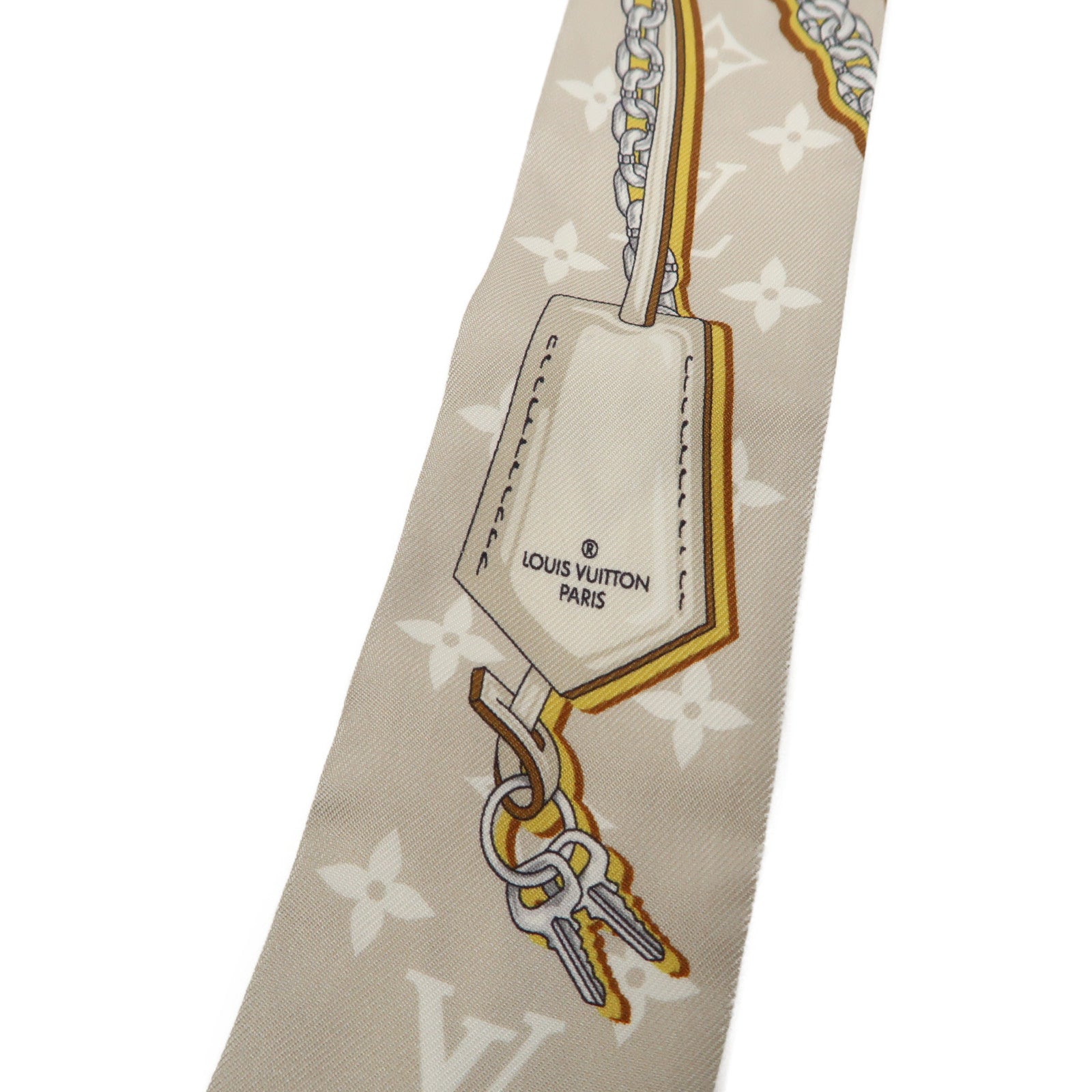 LOUIS VUITTON 絲質Ultimate Monogram Bandeau絲巾白色/啡色