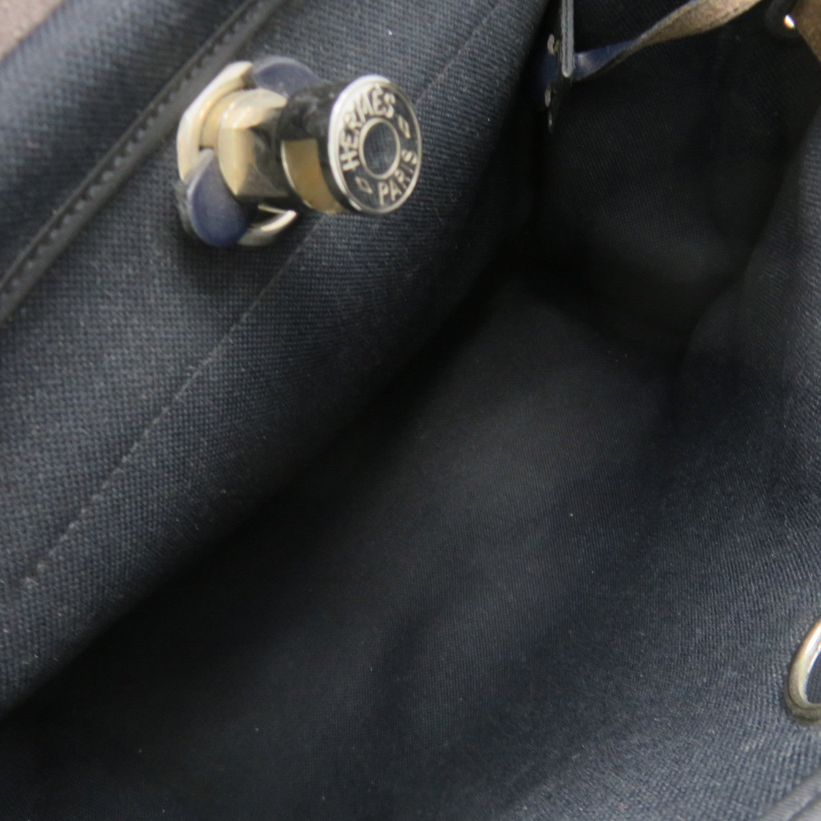 HERMES 【激減優惠】帆布銀扣Herbag PM 2Way Shoulder Bag手挽肩背兩用袋寶藍色