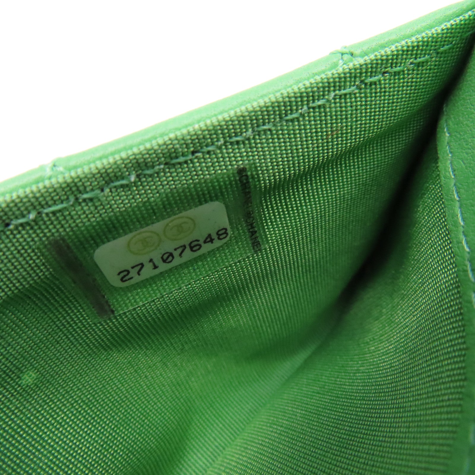 CHANEL 菱格牛皮皮革Card Case金扣卡片套綠色