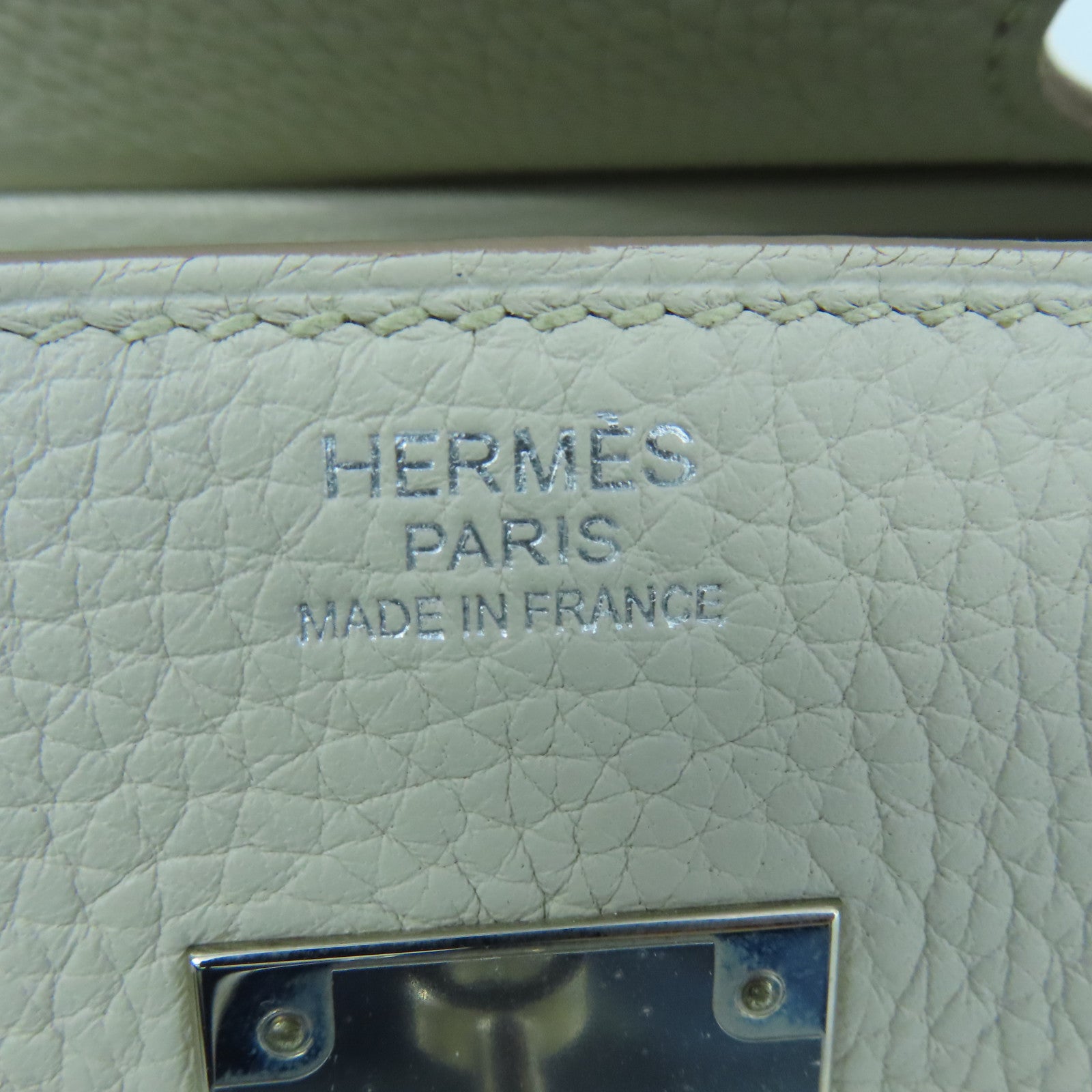 HERMES Cleremce皮革Birkin 30银扣手挽袋Beton/灰色
